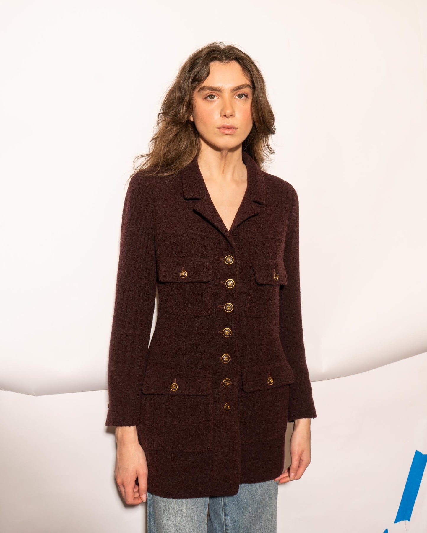 FR38-40 Chanel Fall 1995 Four Pocket Single Breasted Tweed Boucle Jacket - Vintage Chanel Jacket - Jacket - Rarchive.