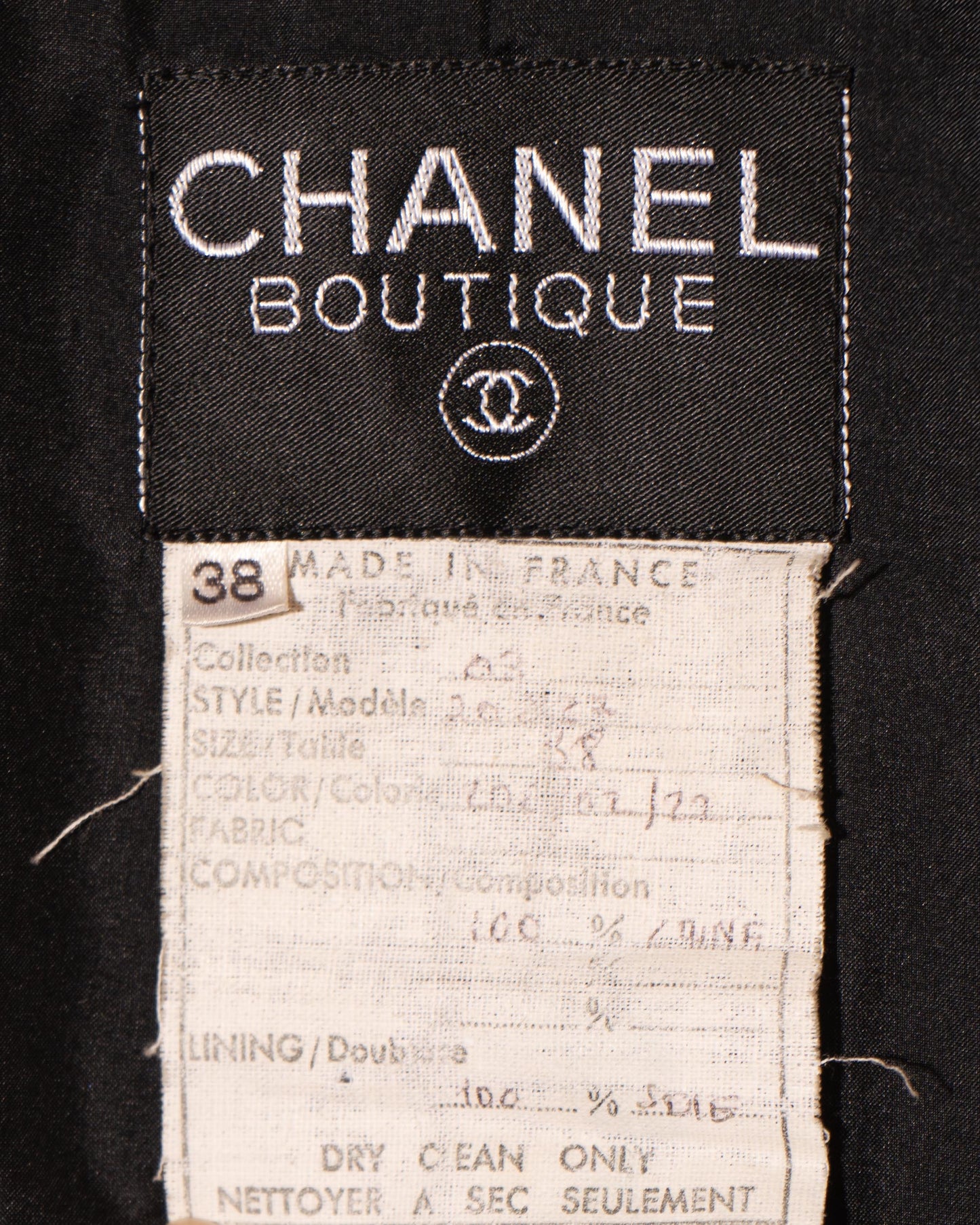 FR38-40 Chanel Fall 1987 Four Pocket Silk Detail Classic Black Wool Jacket - Vintage Chanel Jacket - - Rarchive.