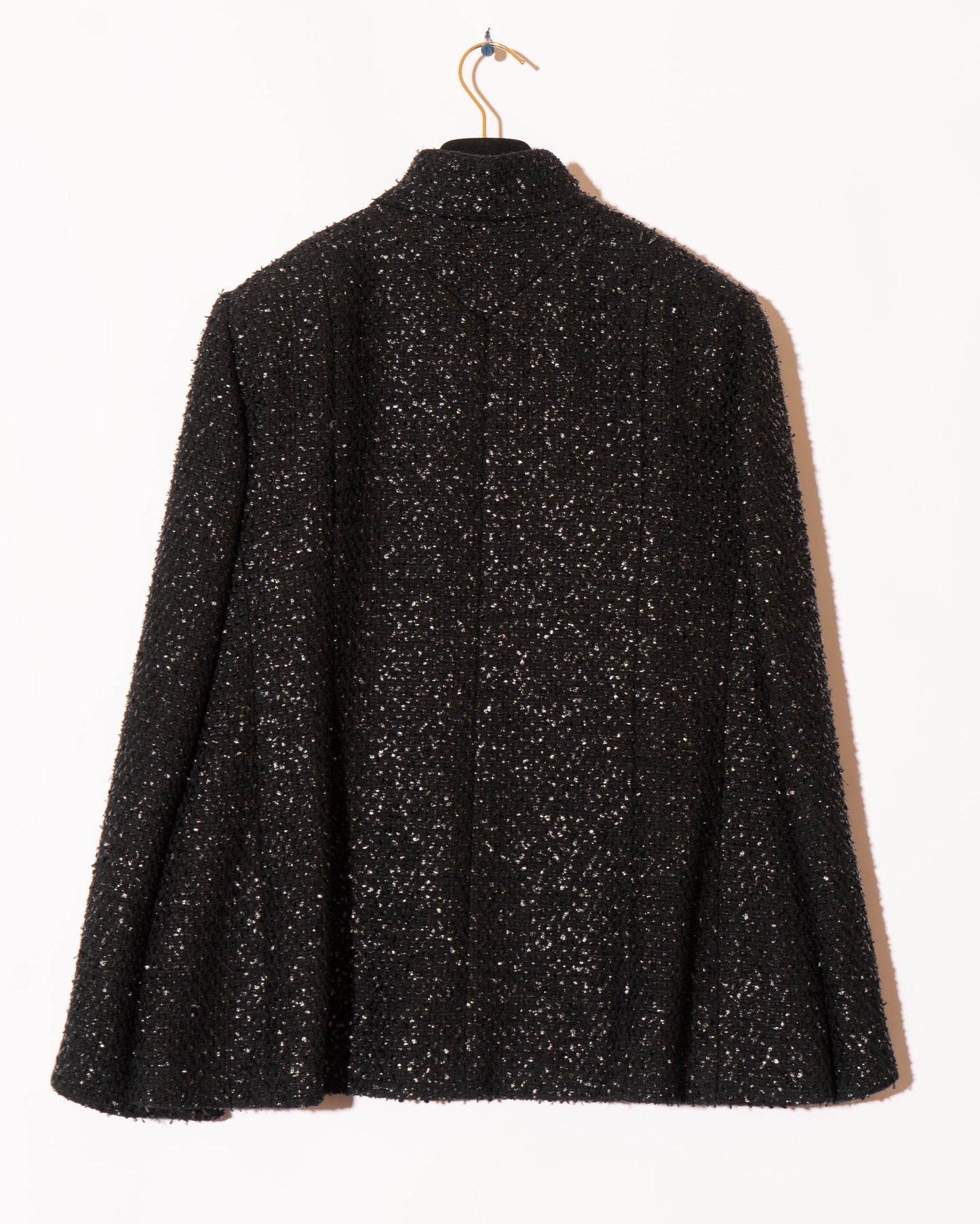 FR42-44 Chanel Spring 2019 Classic High Collar Two Pocket Black Fantasy Tweed Jacket - Vintage Chanel Jacket - - Rarchive.