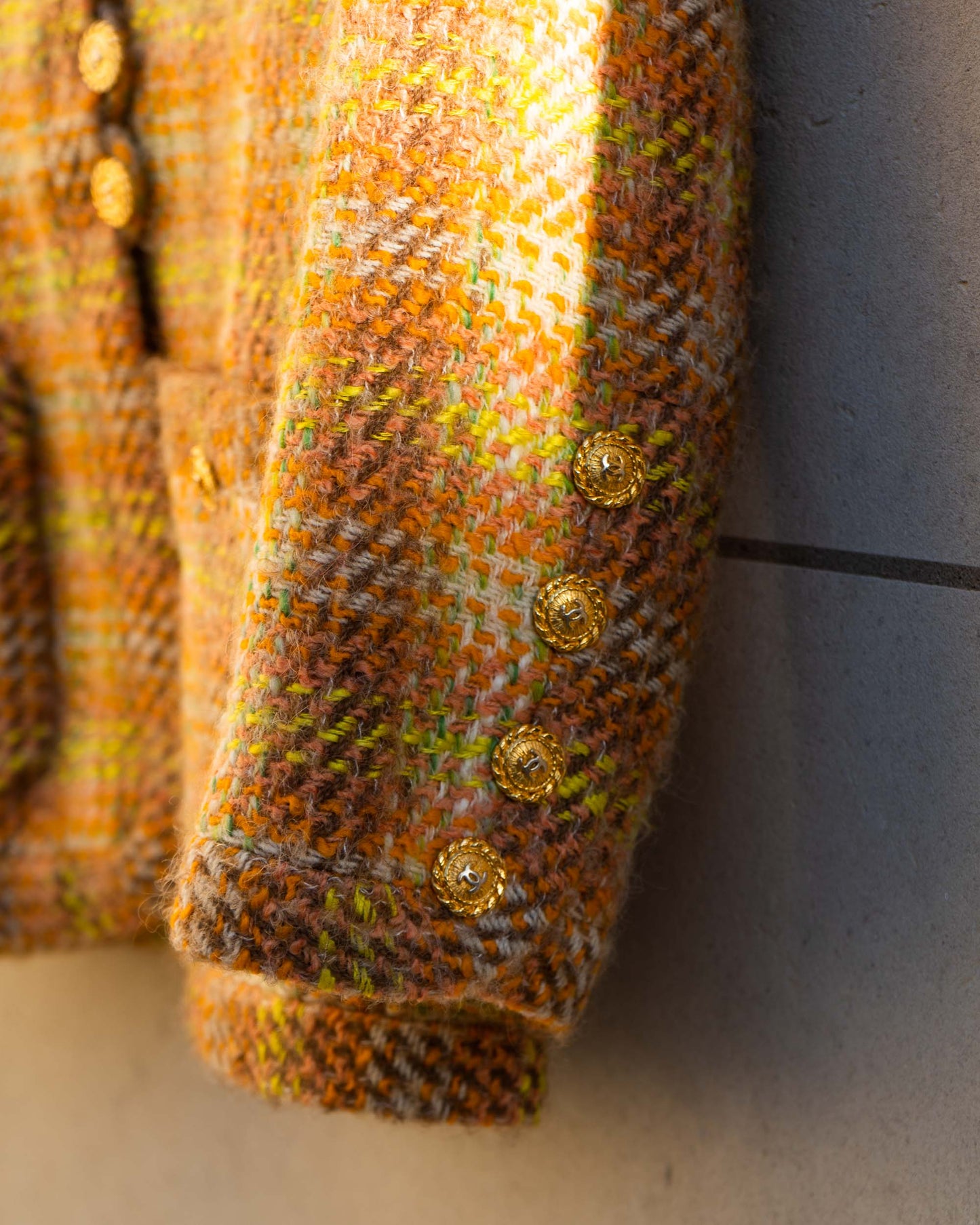 FR36-38 Chanel Fall 1989 Two Pocket Collarless Multicolor Wool Tweed Jacket - Vintage Chanel Jacket - - Rarchive.