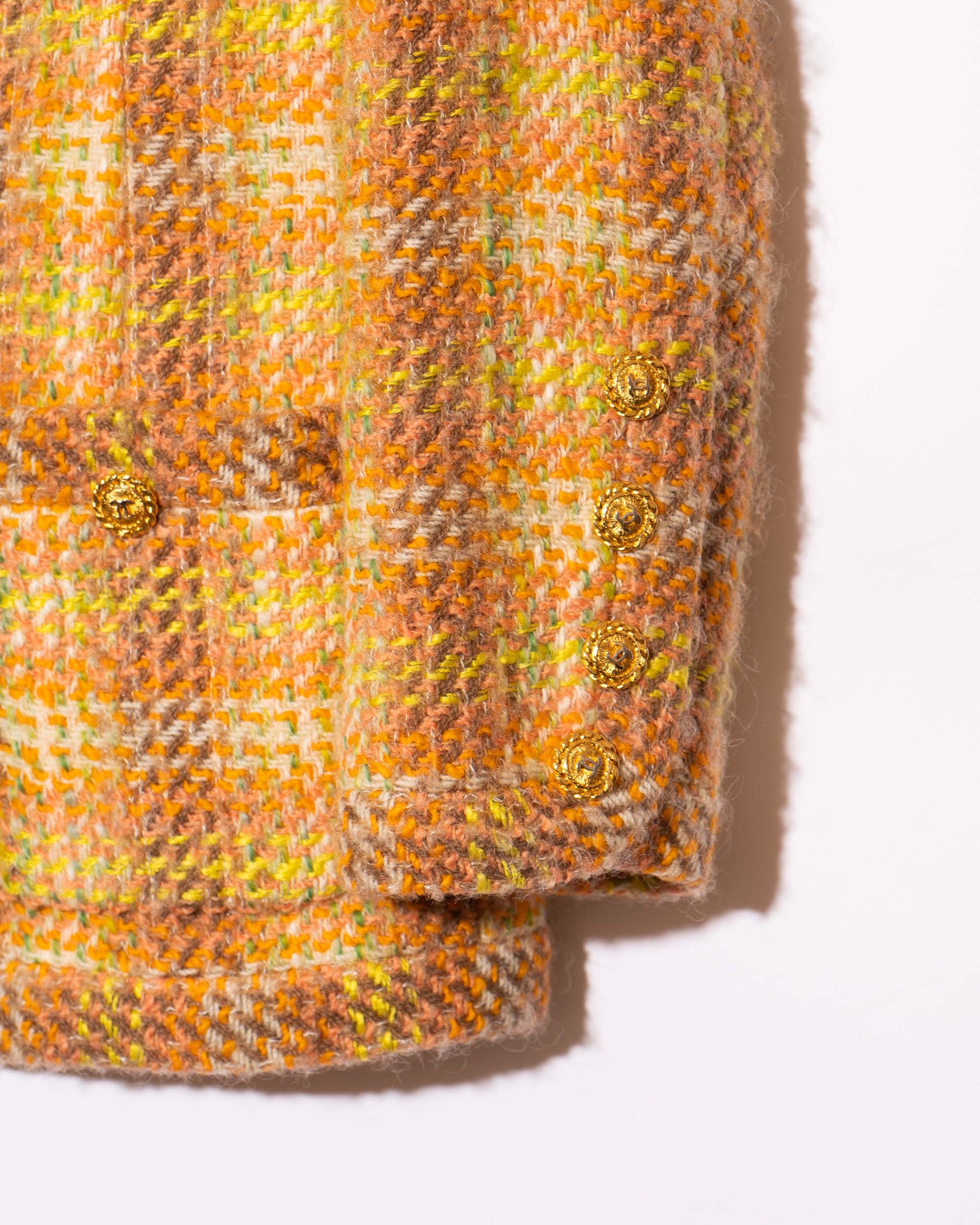 FR36-38 Chanel Fall 1989 Two Pocket Collarless Multicolor Wool Tweed Jacket - Vintage Chanel Jacket -   - Rarchive.