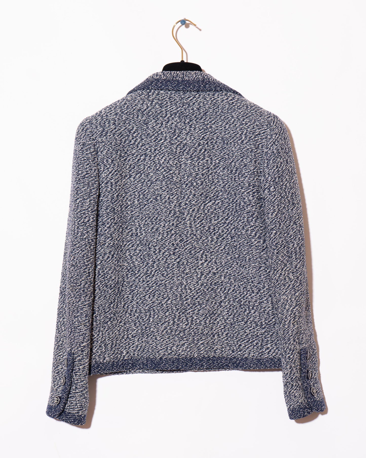 FR36-38 Chanel Cruise 1997 Four Pocket Melange Effect Navy Tweed Jacket - Vintage Chanel Jacket - - Rarchive.