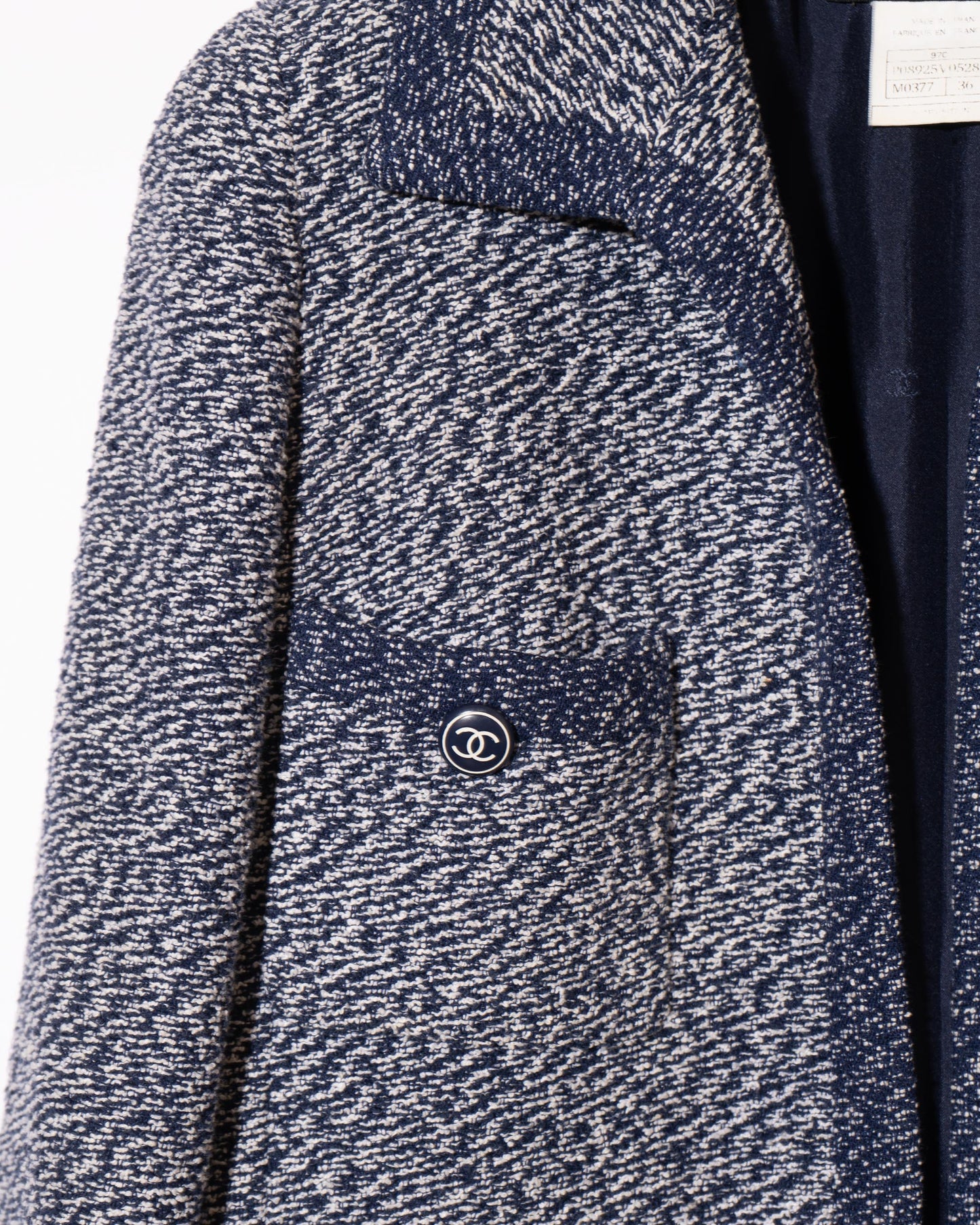 FR36-38 Chanel Cruise 1997 Four Pocket Melange Effect Navy Tweed Jacket - Vintage Chanel Jacket - - Rarchive.