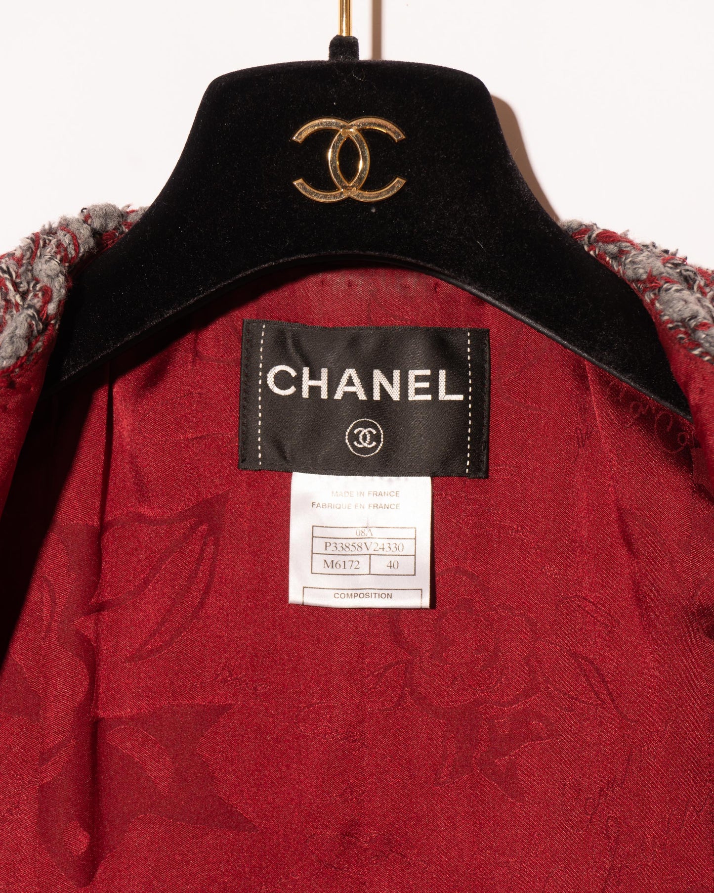 FR38-40 Chanel Fall 2008 Classic Colalrless Four Pocket Wool Tweed Jacket and Skirt Set