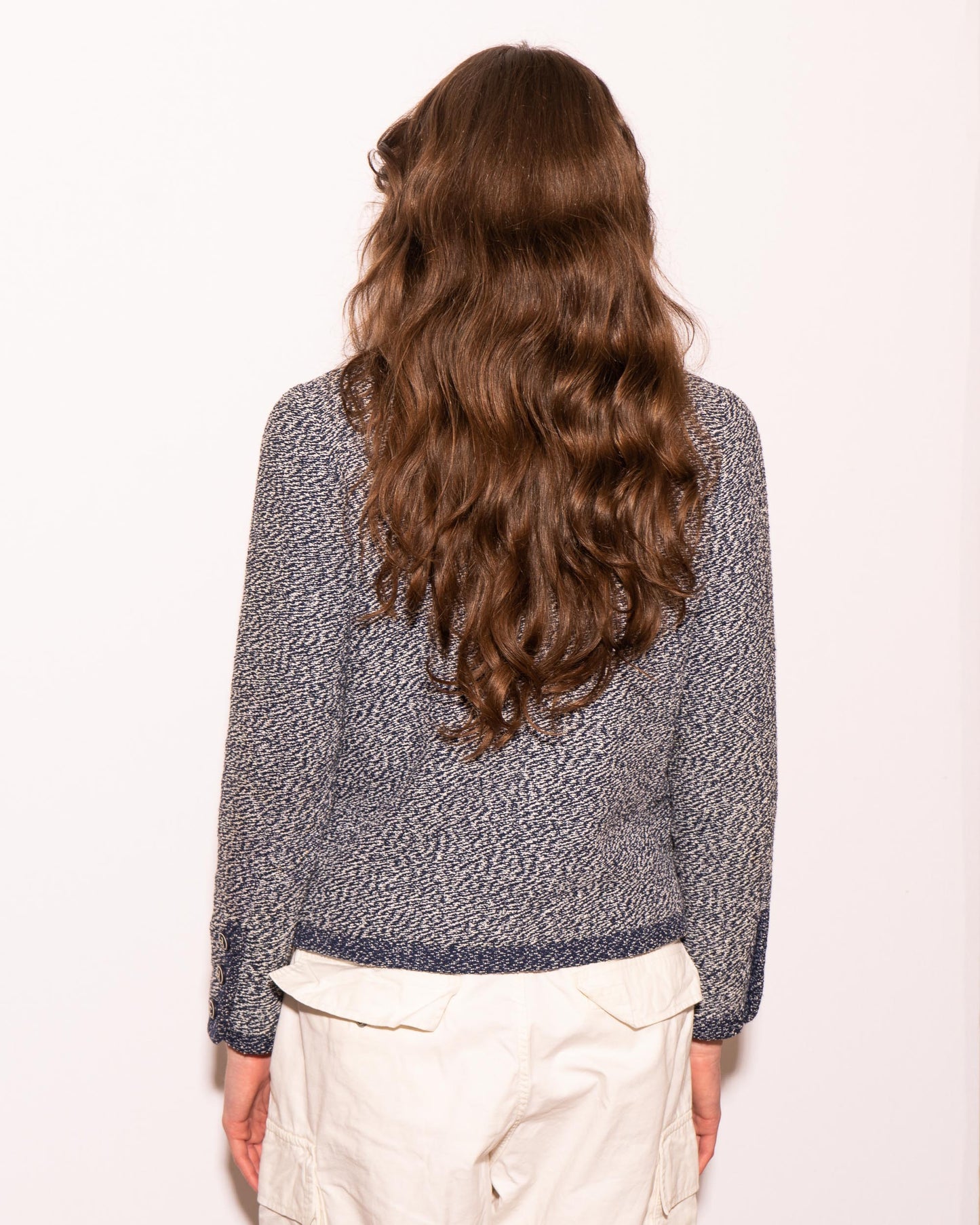 FR36-38 Chanel Cruise 1997 Four Pocket Melange Effect Navy Tweed Jacket - Vintage Chanel Jacket - - Rarchive.