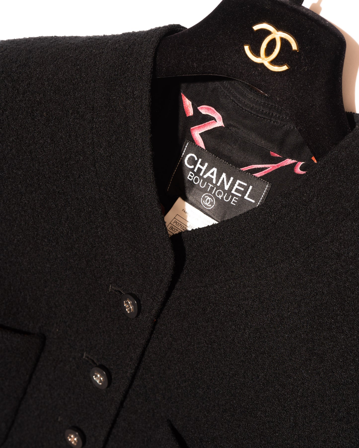 FR38-40 Rare Chanel Spring 1996 Tweed Boucle Jacket And Silk Top Set - Vintage Chanel Jacket - - Rarchive.