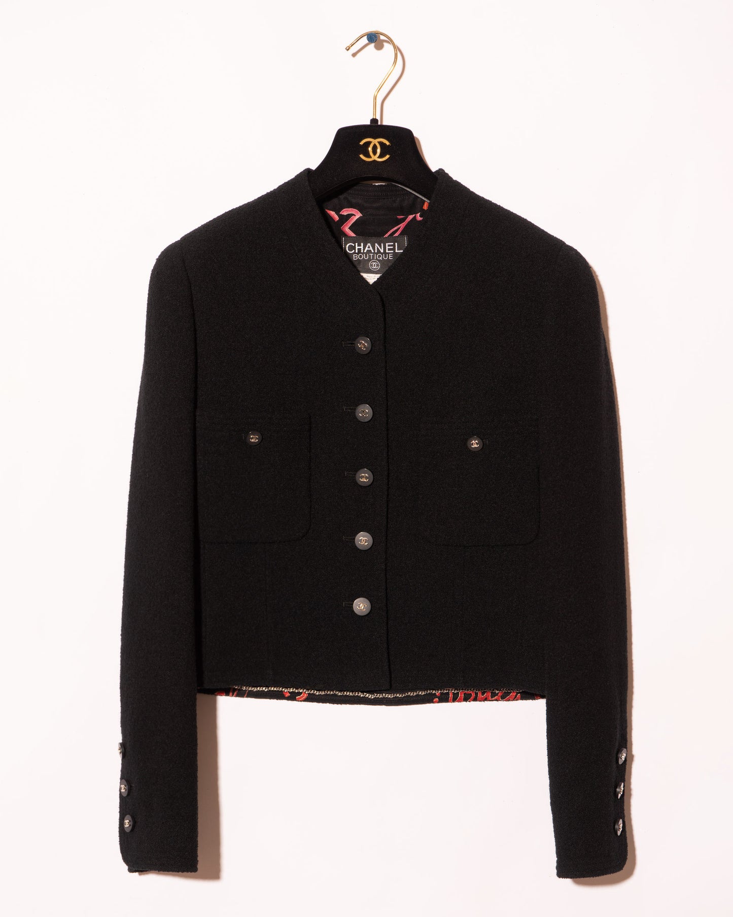 FR38-40 Rare Chanel Spring 1996 Tweed Boucle Jacket And Silk Top Set - Vintage Chanel Jacket - - Rarchive.