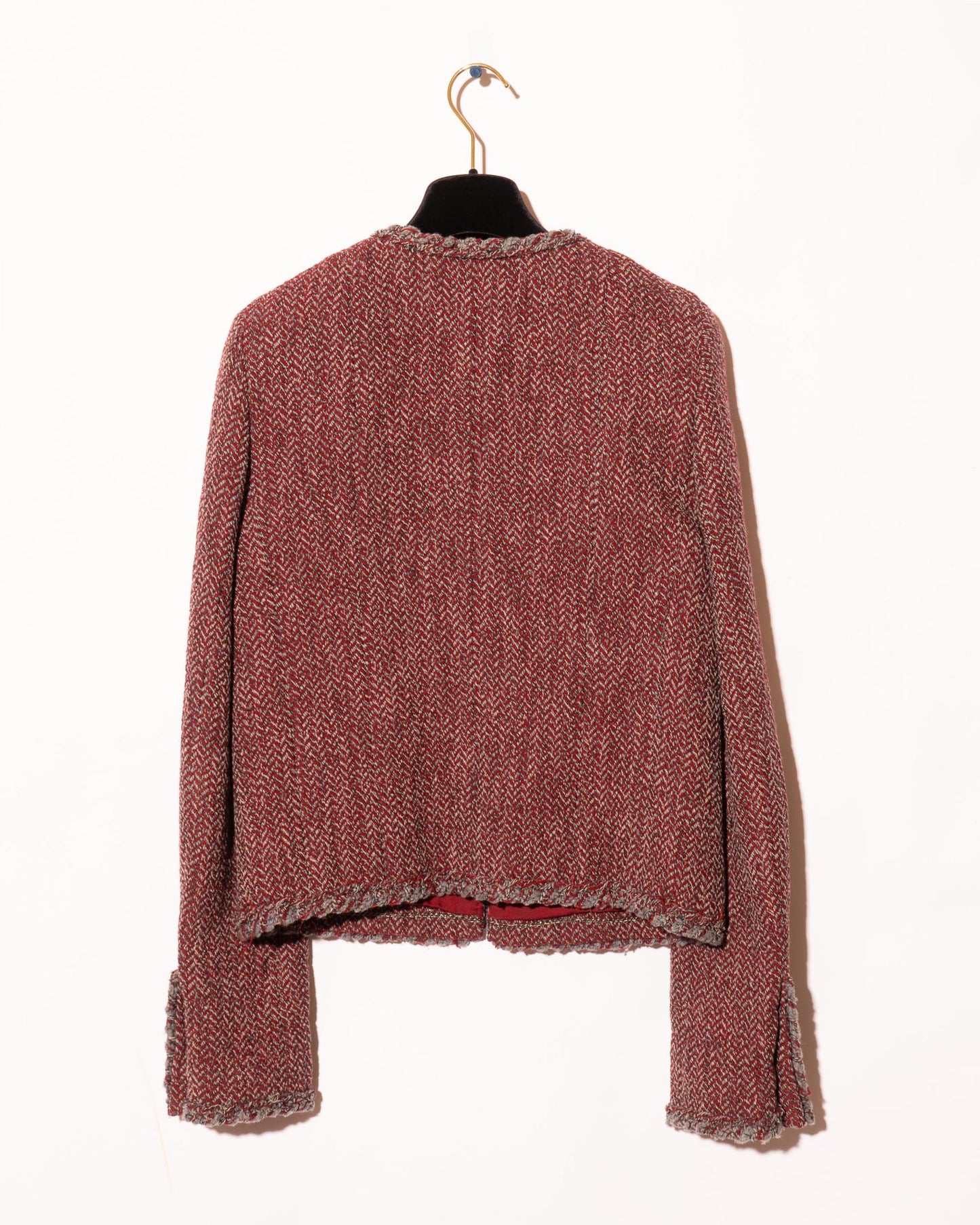 FR38-40 Chanel Fall 2008 Classic Colalrless Four Pocket Wool Tweed Jacket and Skirt Set