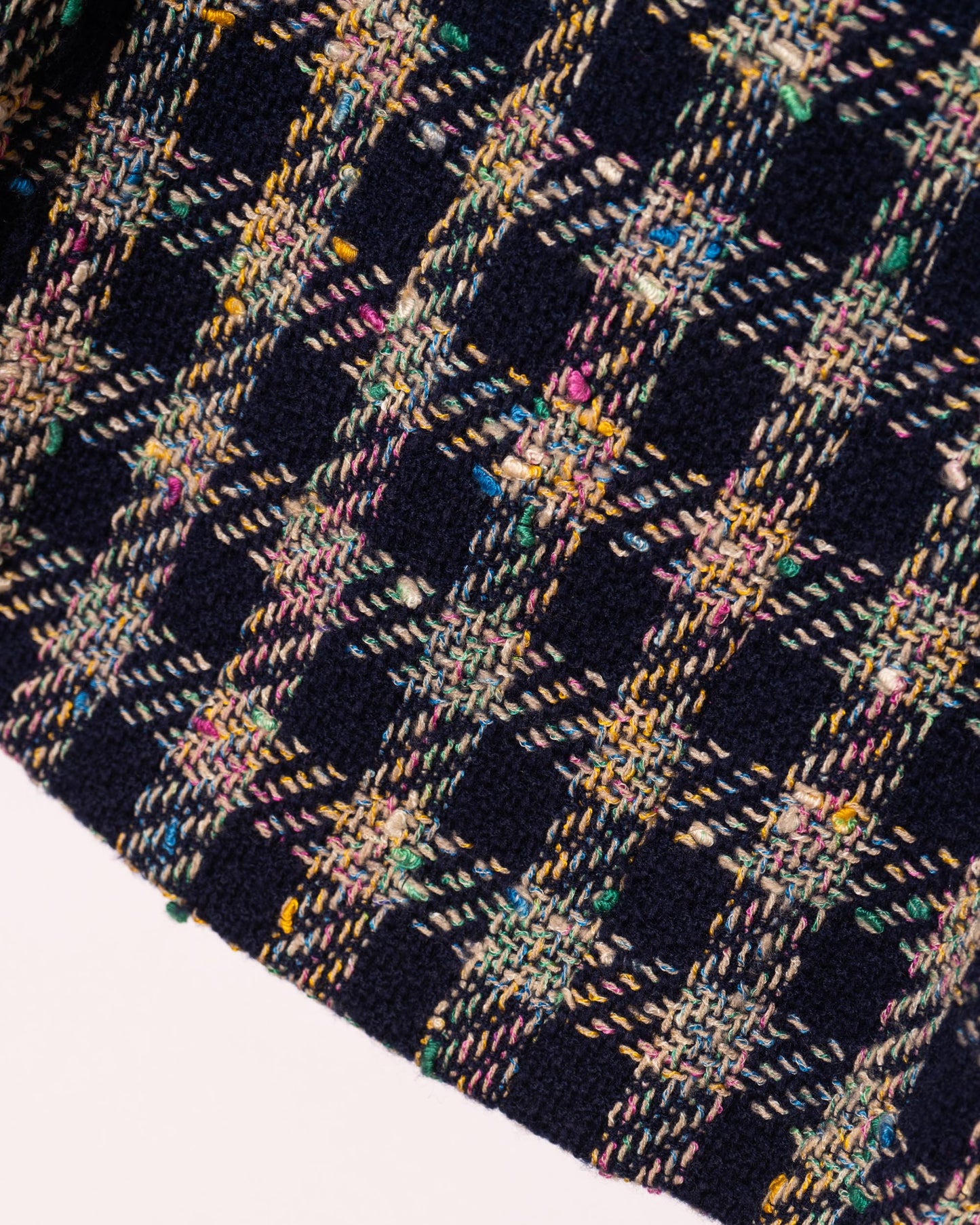 FR40-42 Rare Chanel Spring 1993 Four Pocket Navy Base with Multicolor Thread Tweed Jacket - Vintage Chanel Jacket - Jacket - Rarchive.