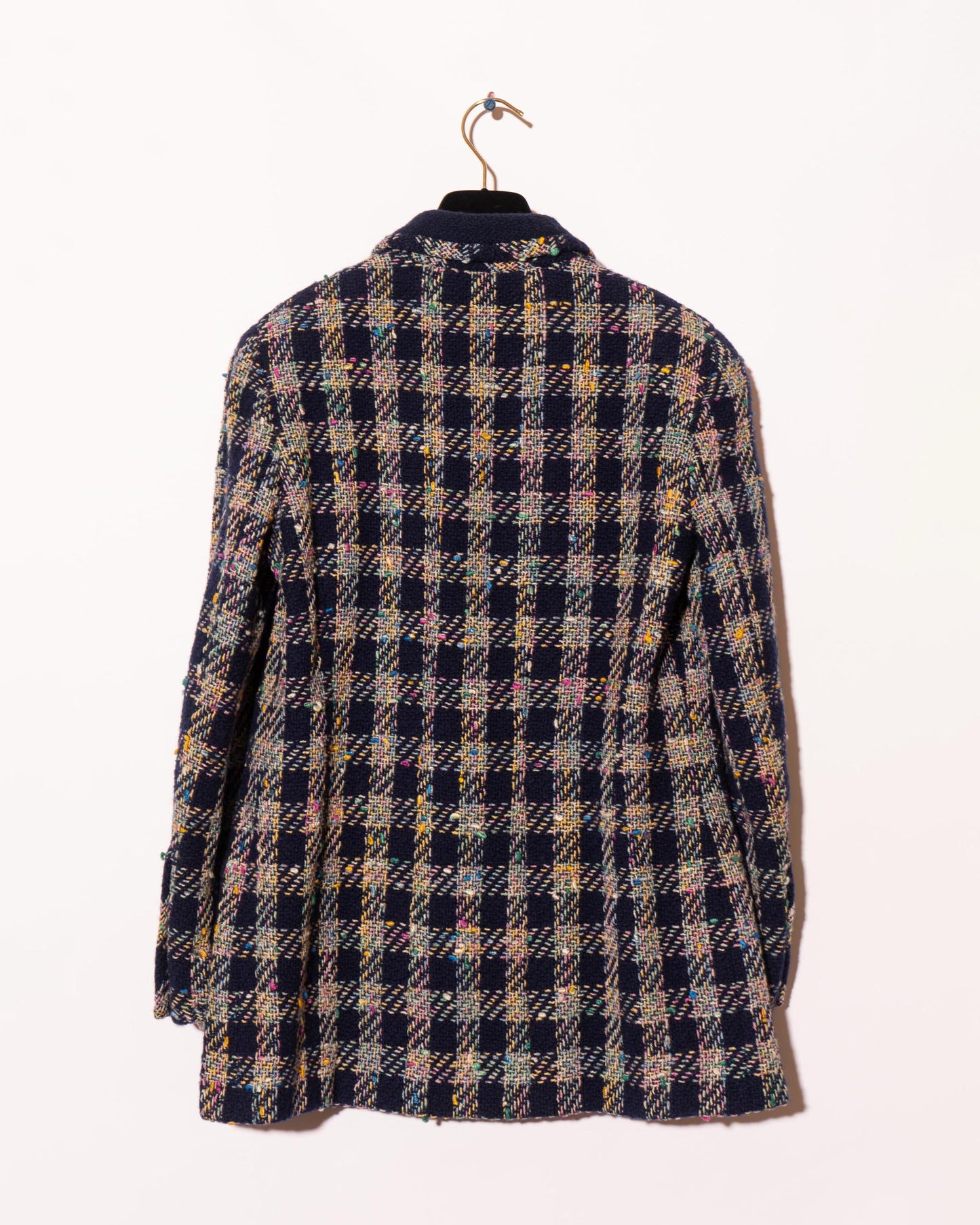 FR40-42 Rare Chanel Spring 1993 Four Pocket Navy Base with Multicolor Thread Tweed Jacket - Vintage Chanel Jacket - Jacket - Rarchive.