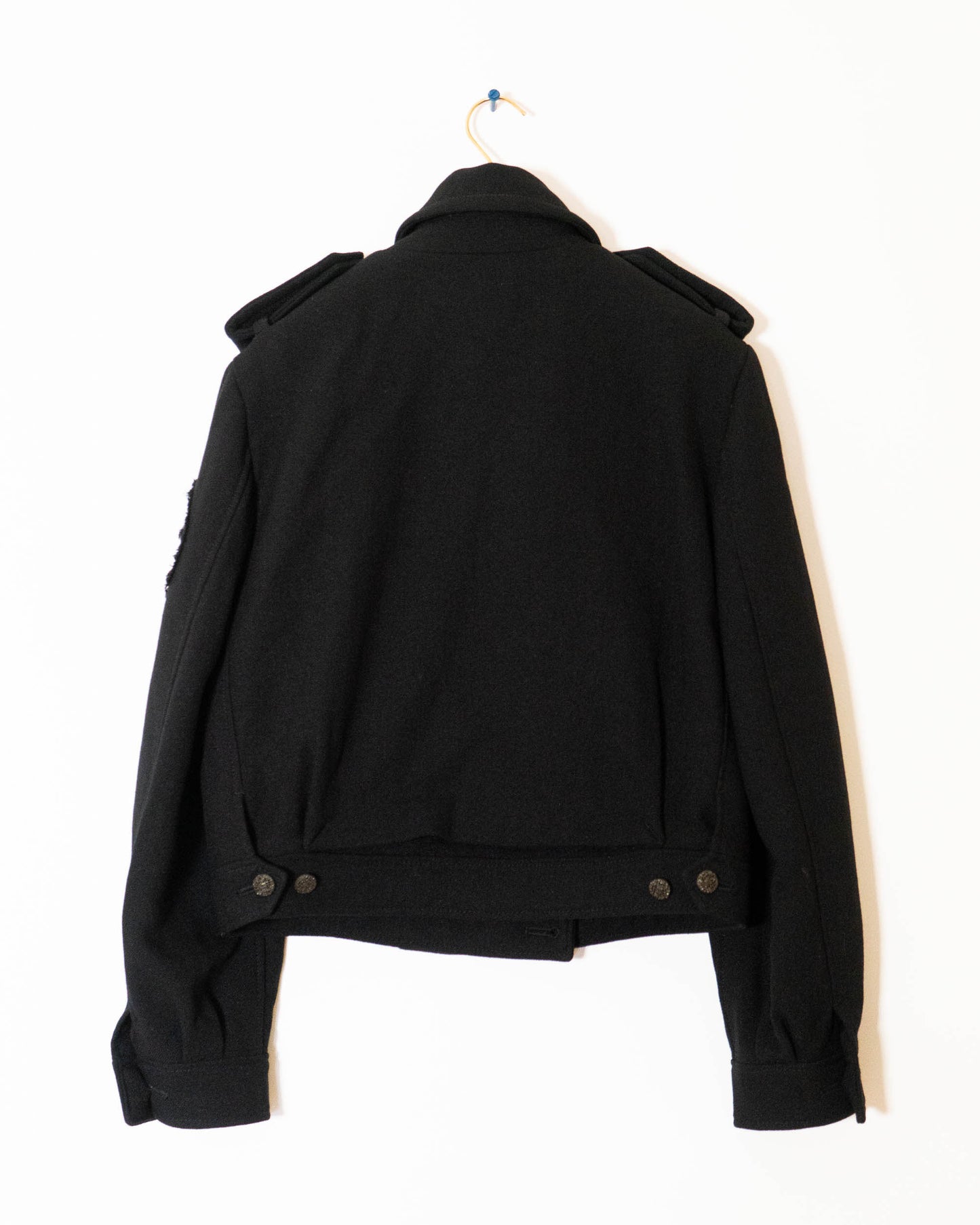 FR42-44 Chanel Fall 2012 CC Logo Patch Black Wool Bomber Jacket - Vintage Chanel Jacket -   - Rarchive.