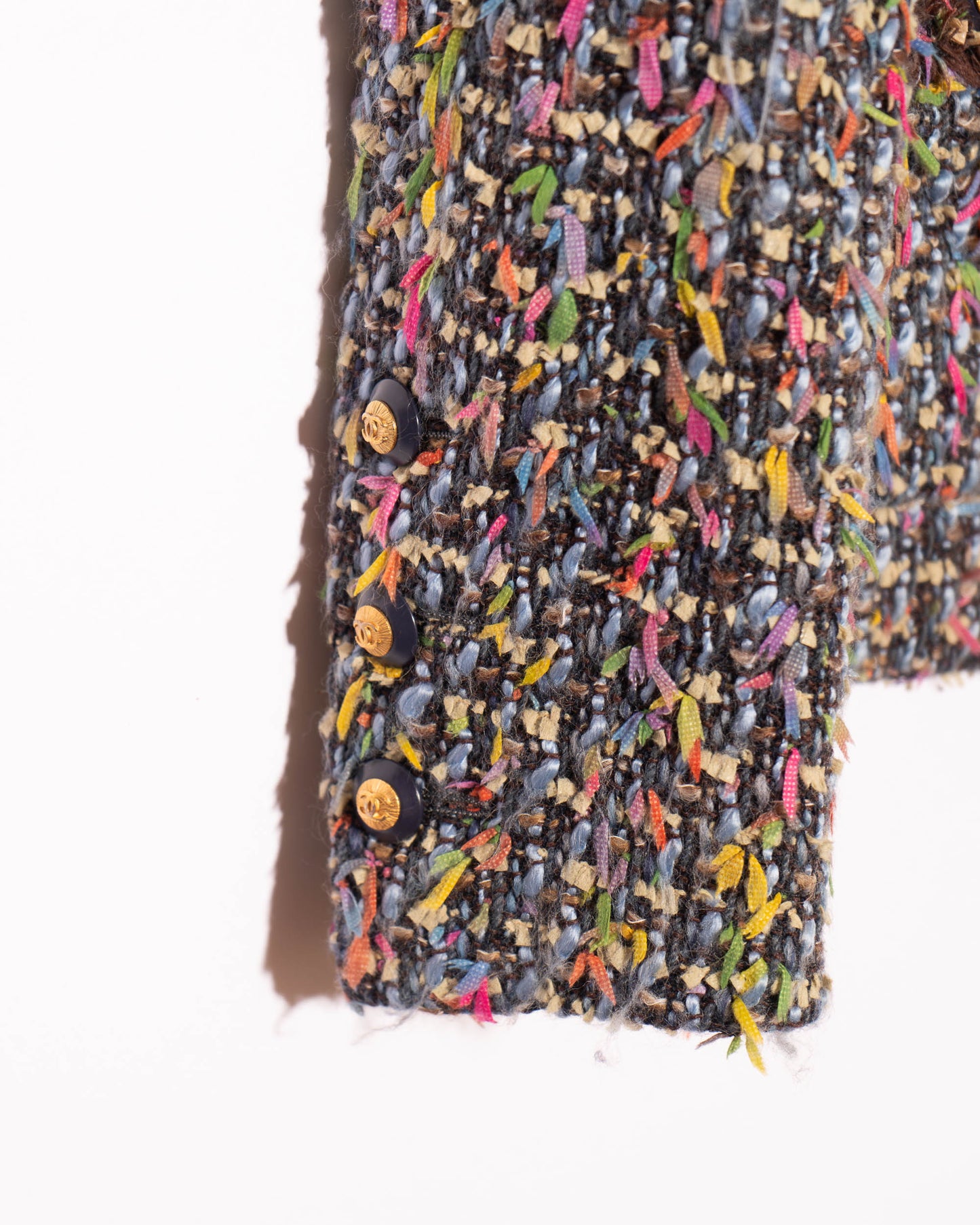 FR 36 Rare Chanel Fall 1993 Two Pocket Multicolor Fantasy Tweed Jacket - Vintage Chanel Jacket - - Rarchive.