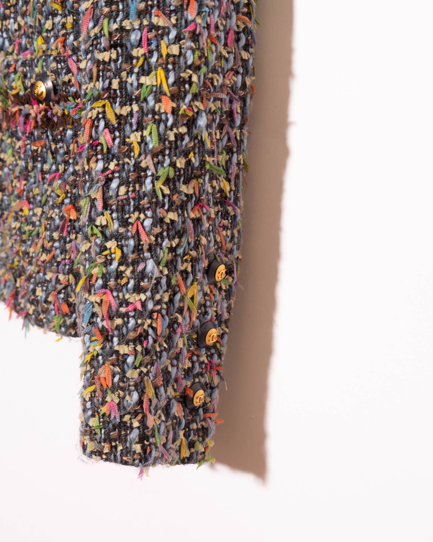 FR 36 Rare Chanel Fall 1993 Two Pocket Multicolor Fantasy Tweed Jacket - Vintage Chanel Jacket - - Rarchive.