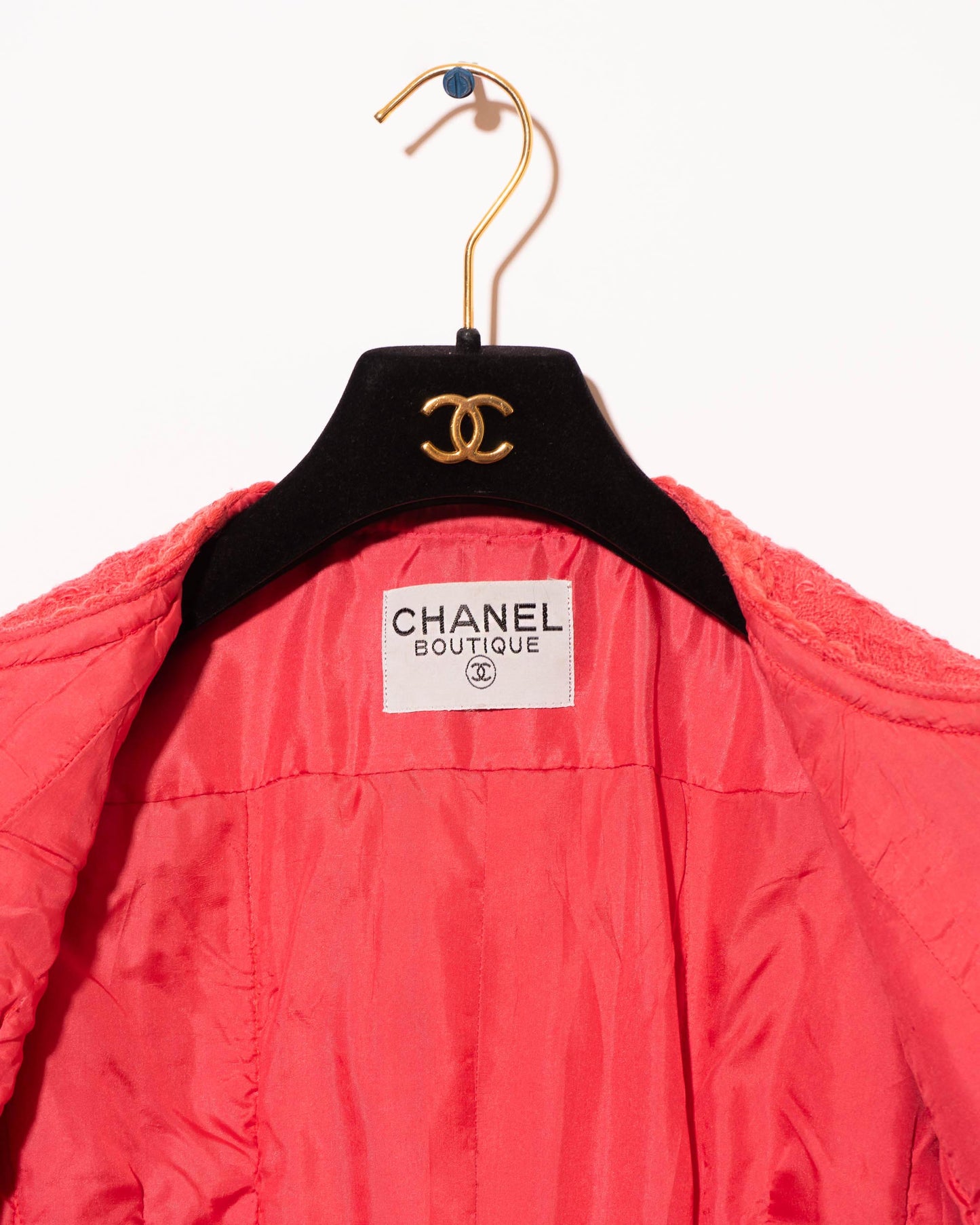 FR36-38 Rare Chanel Spring 1983 Classic Two Pocket Pink Wool Tweed Jacket - Vintage Chanel Jacket - - Rarchive.