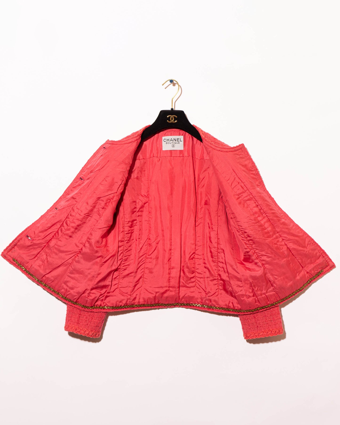 FR36-38 Rare Chanel Spring 1983 Classic Two Pocket Pink Wool Tweed Jacket - Vintage Chanel Jacket - - Rarchive.
