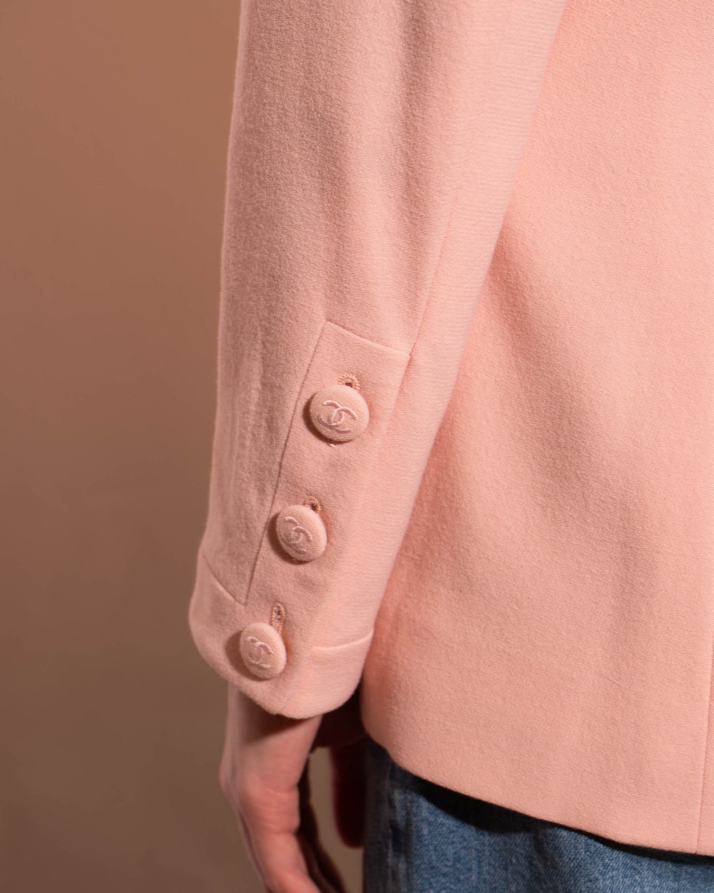 FR38-40 Chanel Spring-Summer 1992 Classic Four Pocket Pink Wool Jacket - Vintage Chanel Jacket - - Rarchive.