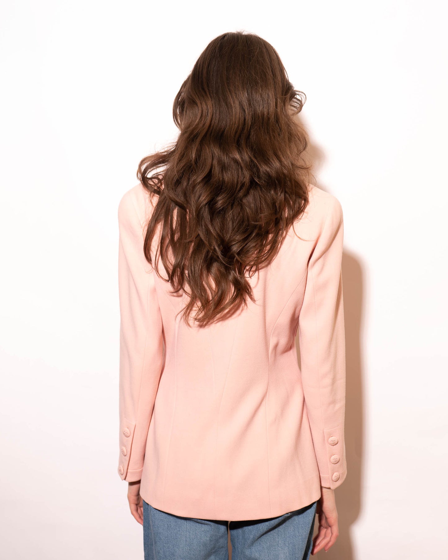 FR38-40 Chanel Spring-Summer 1992 Classic Four Pocket Pink Wool Jacket - Vintage Chanel Jacket - - Rarchive.