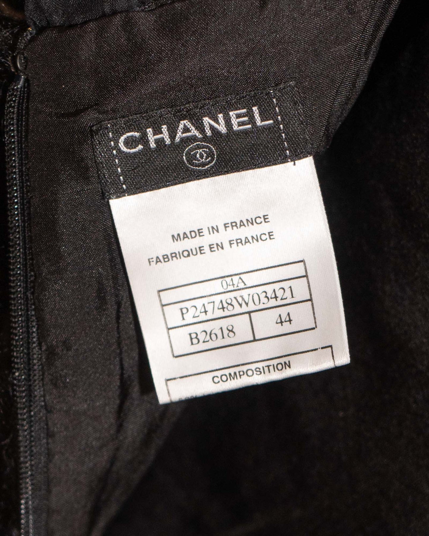 FR42-44 Chanel Fall 2004 Tweed Slip Dress with Tiered Organza Hem