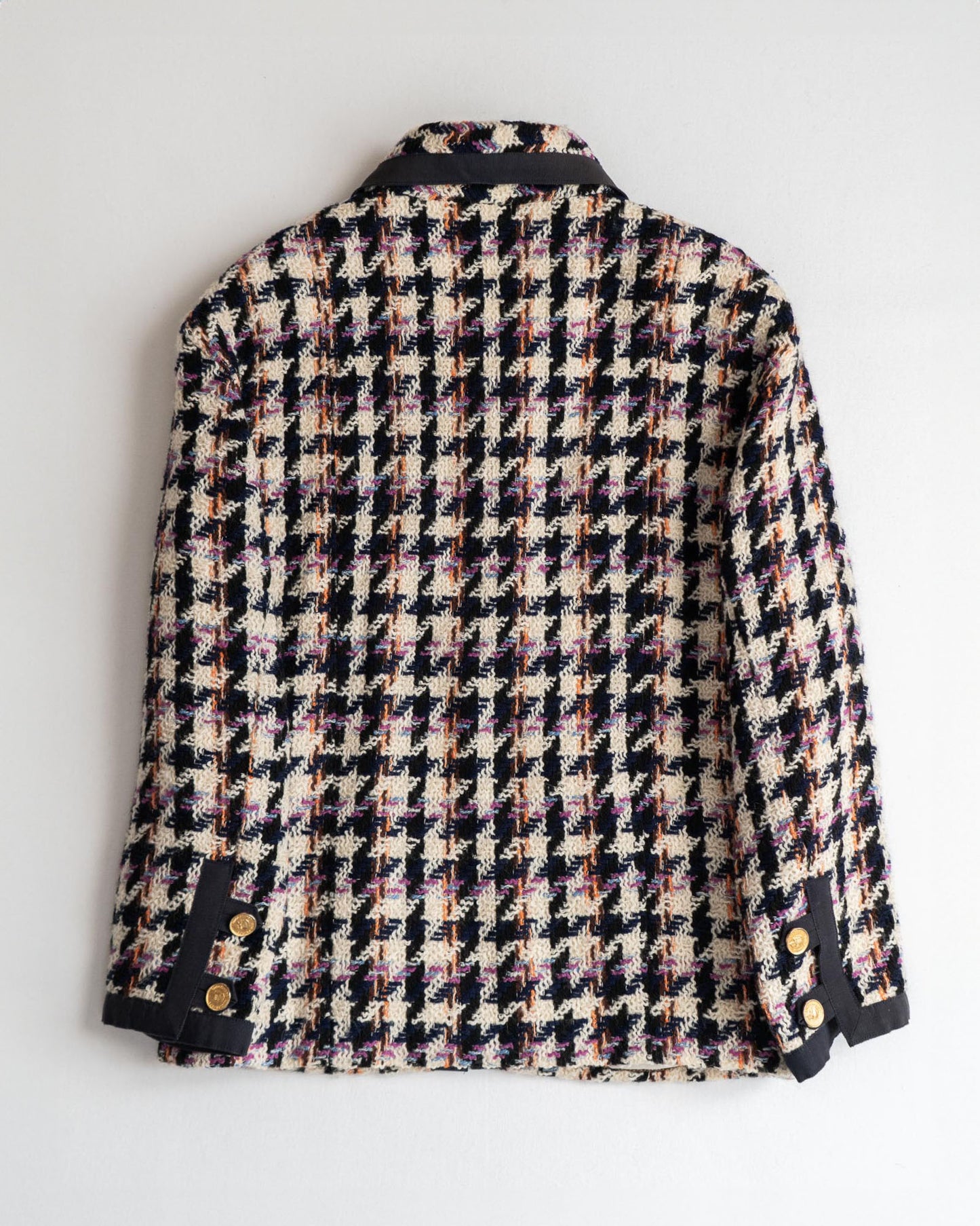 FR38-42 Chanel Fall 1987 Four Pocket Jacket in Multicolor Houndstooth Tweed