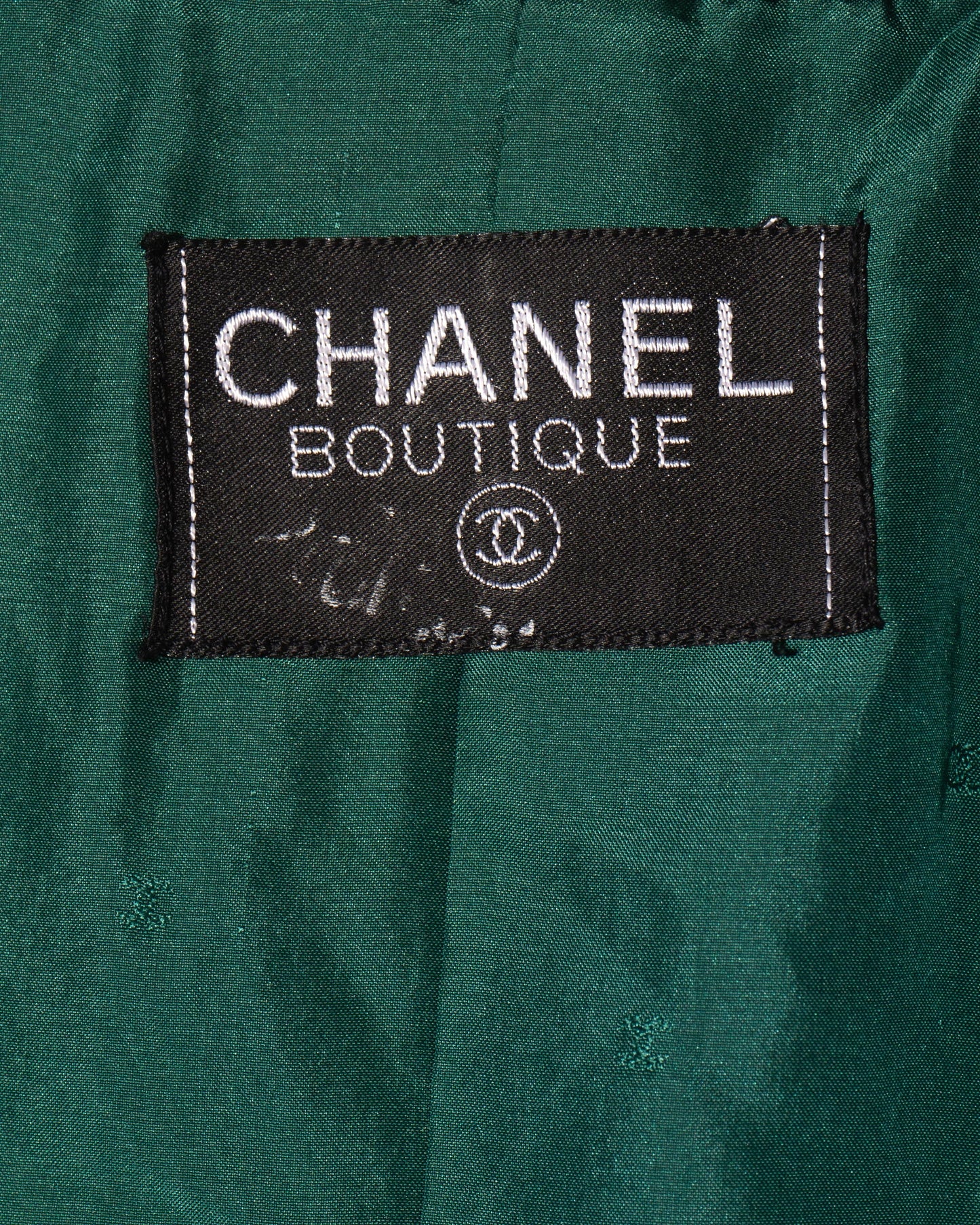 FR34-36 Chanel Fall 1988 Double Breasted Two Pocket Military Style Collarless Wool Jacket