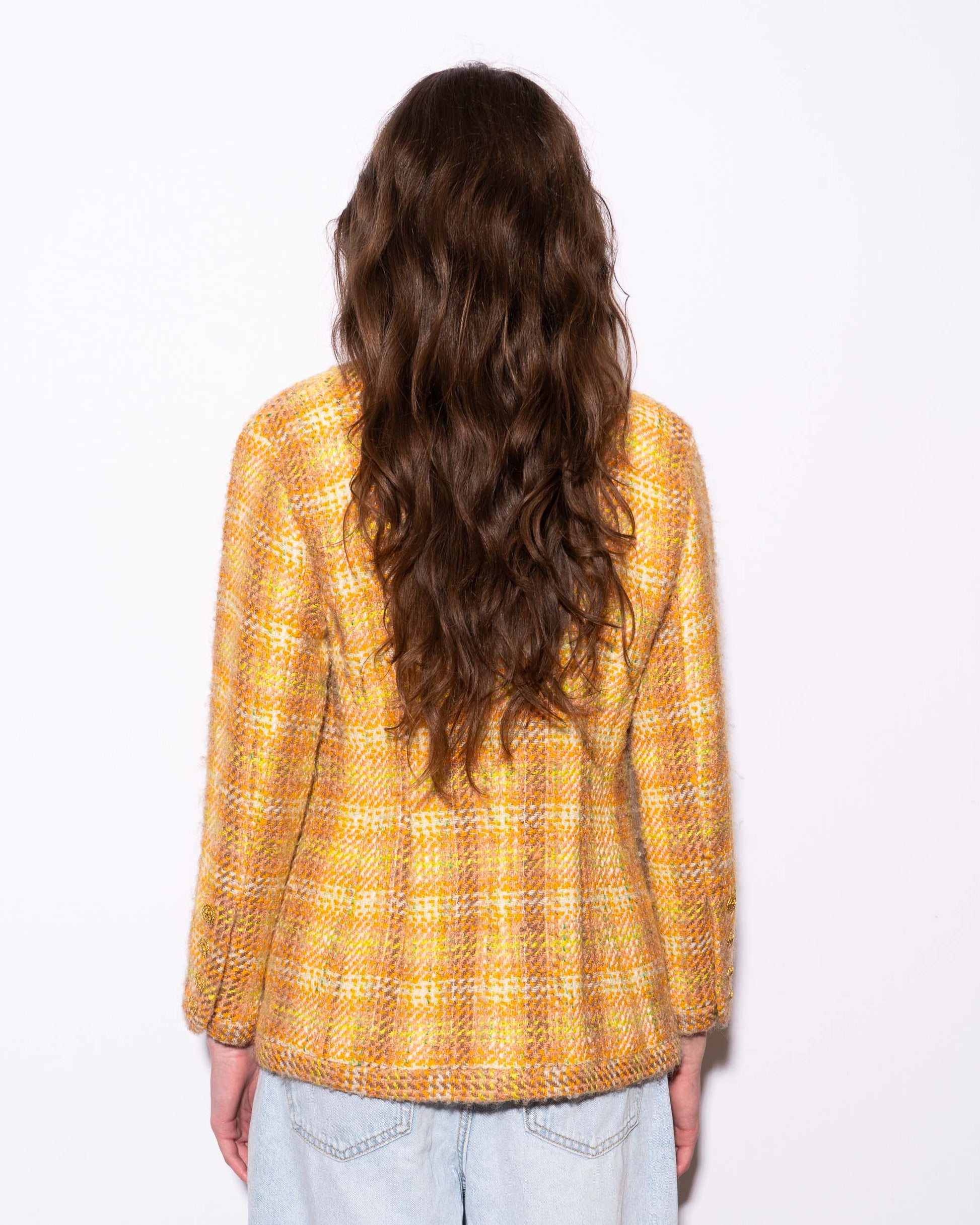 FR36-38 Chanel Fall 1989 Two Pocket Collarless Multicolor Wool Tweed Jacket - Vintage Chanel Jacket -   - Rarchive.