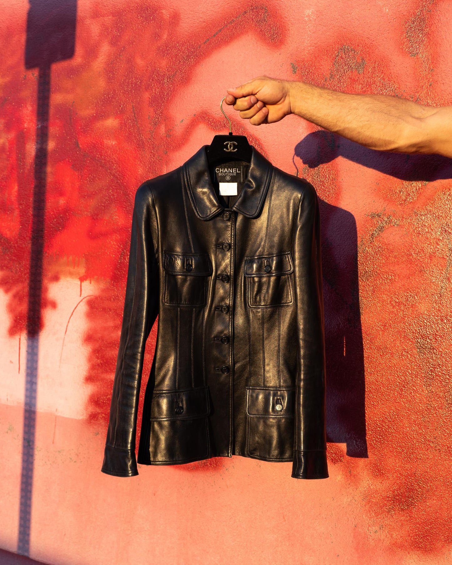 FR36-38 Rare Chanel Fall 1995 Four Pocket Fitted Multipanel Cut Black Lambskin Jacket - Vintage Chanel Jacket - Jacket - Rarchive.