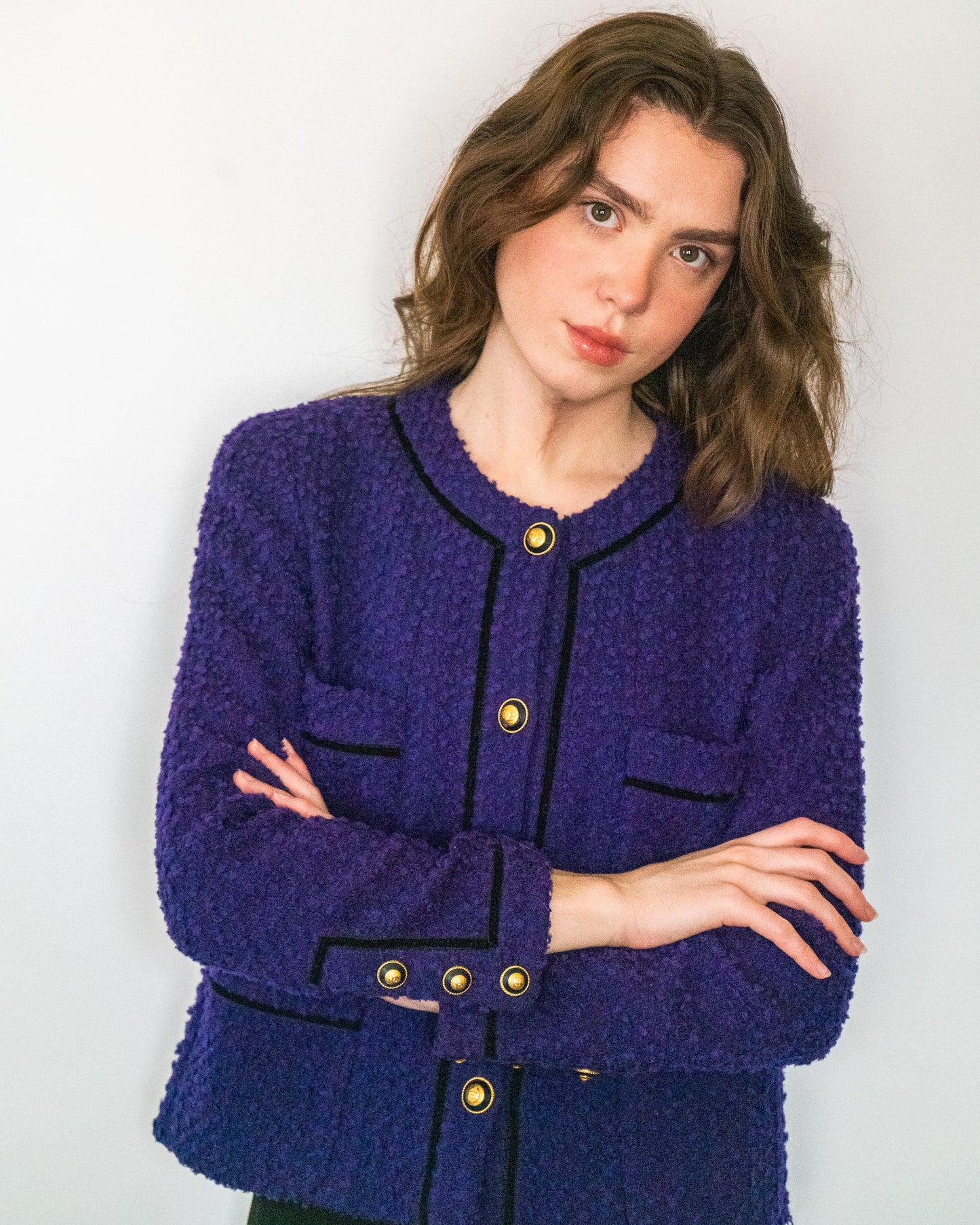 FR40-42 Rare Chanel Fall 1993 Classic Collarless Four Pocket Tweed Jacket - Vintage Chanel Jacket - - Rarchive.