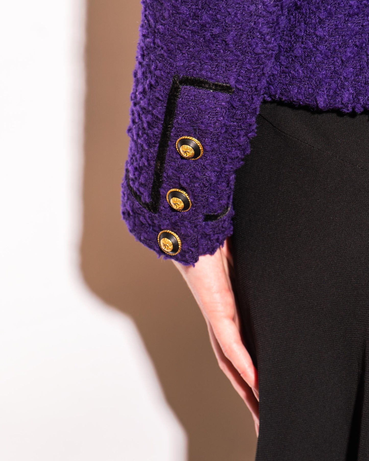 FR40-42 Rare Chanel Fall 1993 Classic Collarless Four Pocket Tweed Jacket - Vintage Chanel Jacket - - Rarchive.