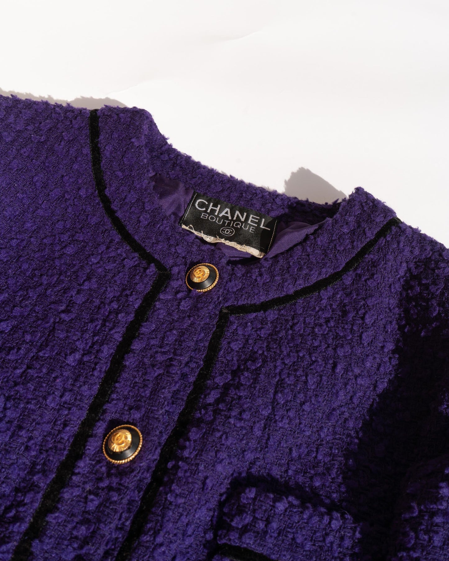 FR40-42 Rare Chanel Fall 1993 Classic Collarless Four Pocket Tweed Jacket - Vintage Chanel Jacket - - Rarchive.