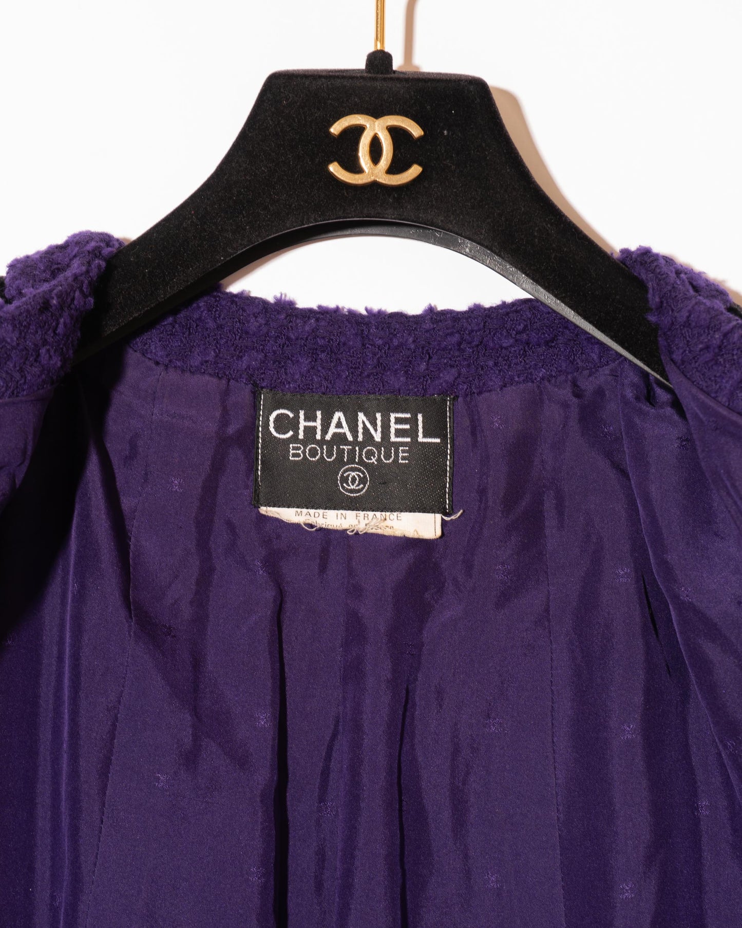 FR40-42 Rare Chanel Fall 1993 Classic Collarless Four Pocket Tweed Jacket - Vintage Chanel Jacket - - Rarchive.