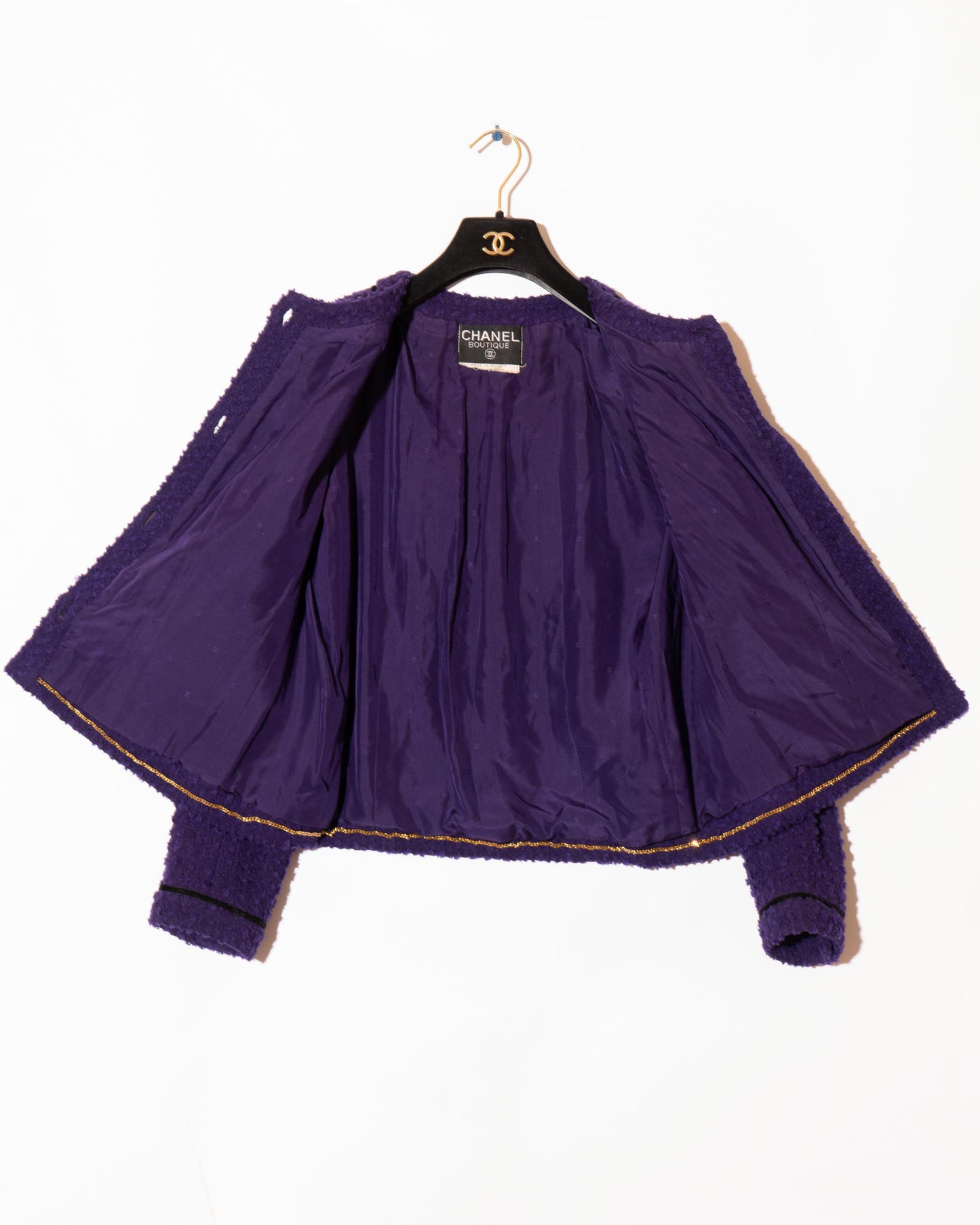 FR40-42 Rare Chanel Fall 1993 Classic Collarless Four Pocket Tweed Jacket - Vintage Chanel Jacket - - Rarchive.