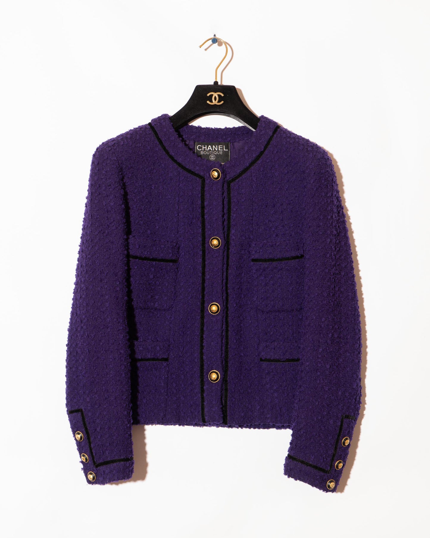 FR40-42 Rare Chanel Fall 1993 Classic Collarless Four Pocket Tweed Jacket - Vintage Chanel Jacket - - Rarchive.