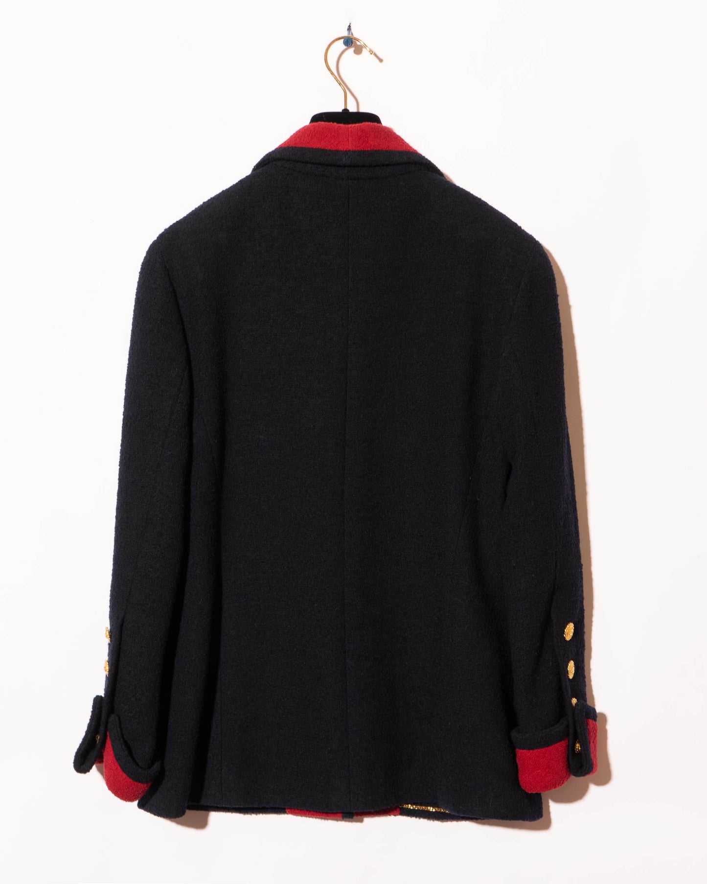 FR38-40 Chanel 1980s Two Pocket Dark Navy and Red Tweed Jacket - Vintage Chanel Jacket - - Rarchive.