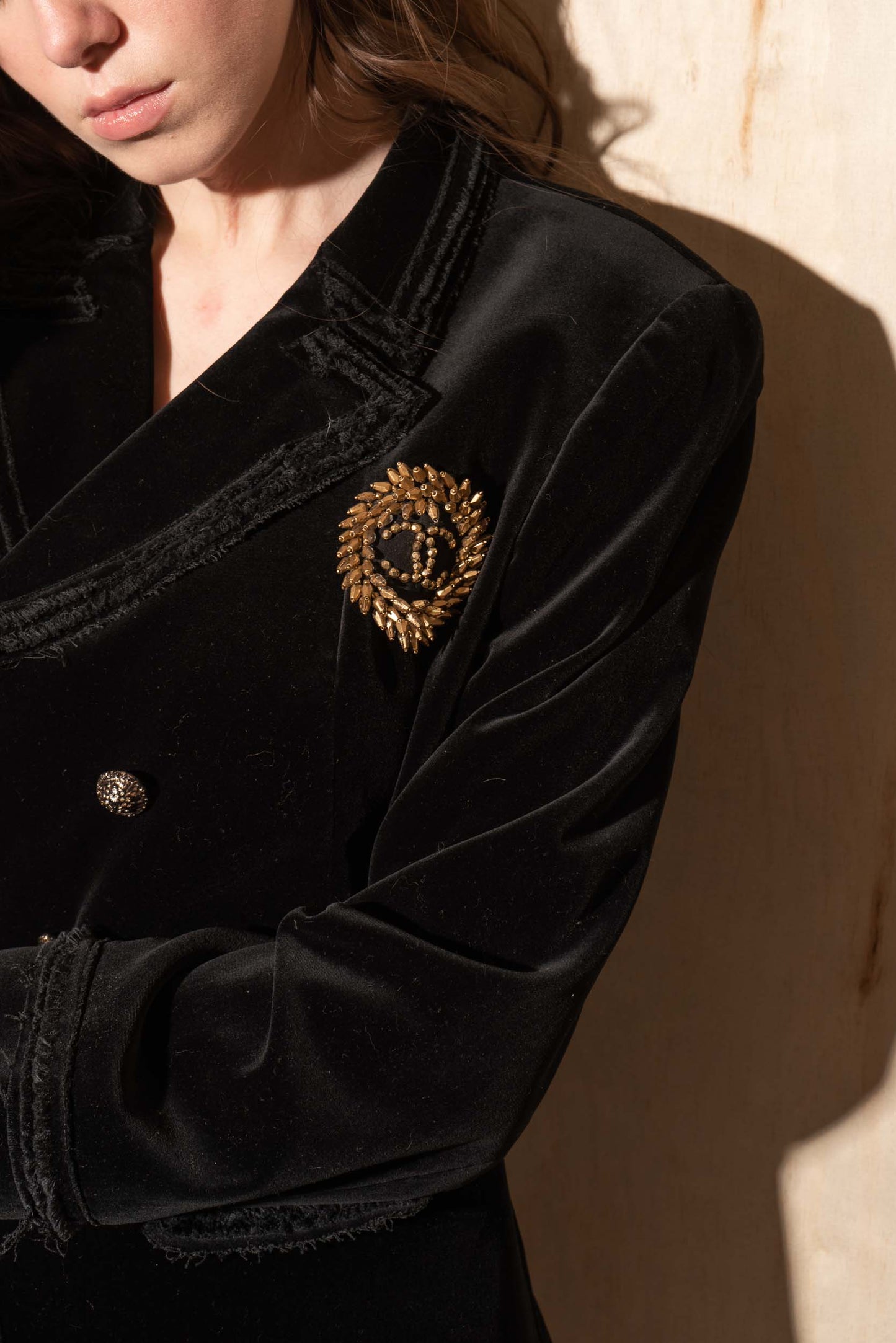 FR42-44 Chanel Spring 2010 Double Breasted Fitted Cut Velvet Jacket - Vintage Chanel Jacket - - Rarchive.