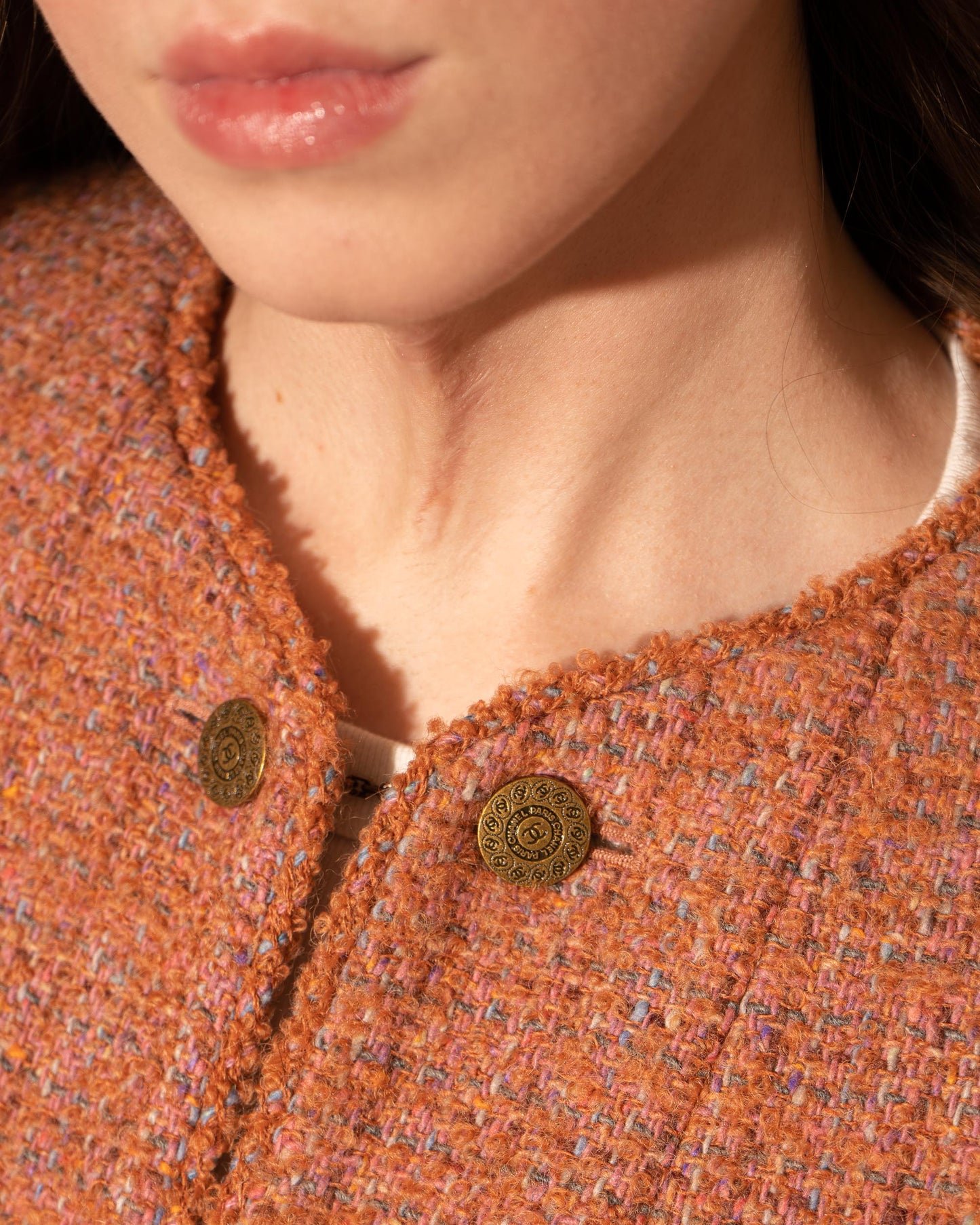 FR36-38 Chanel Fall 1997 Collarless Four Pocket Multicolor Wool Tweed Jacket - Vintage Chanel Jacket - - Rarchive.