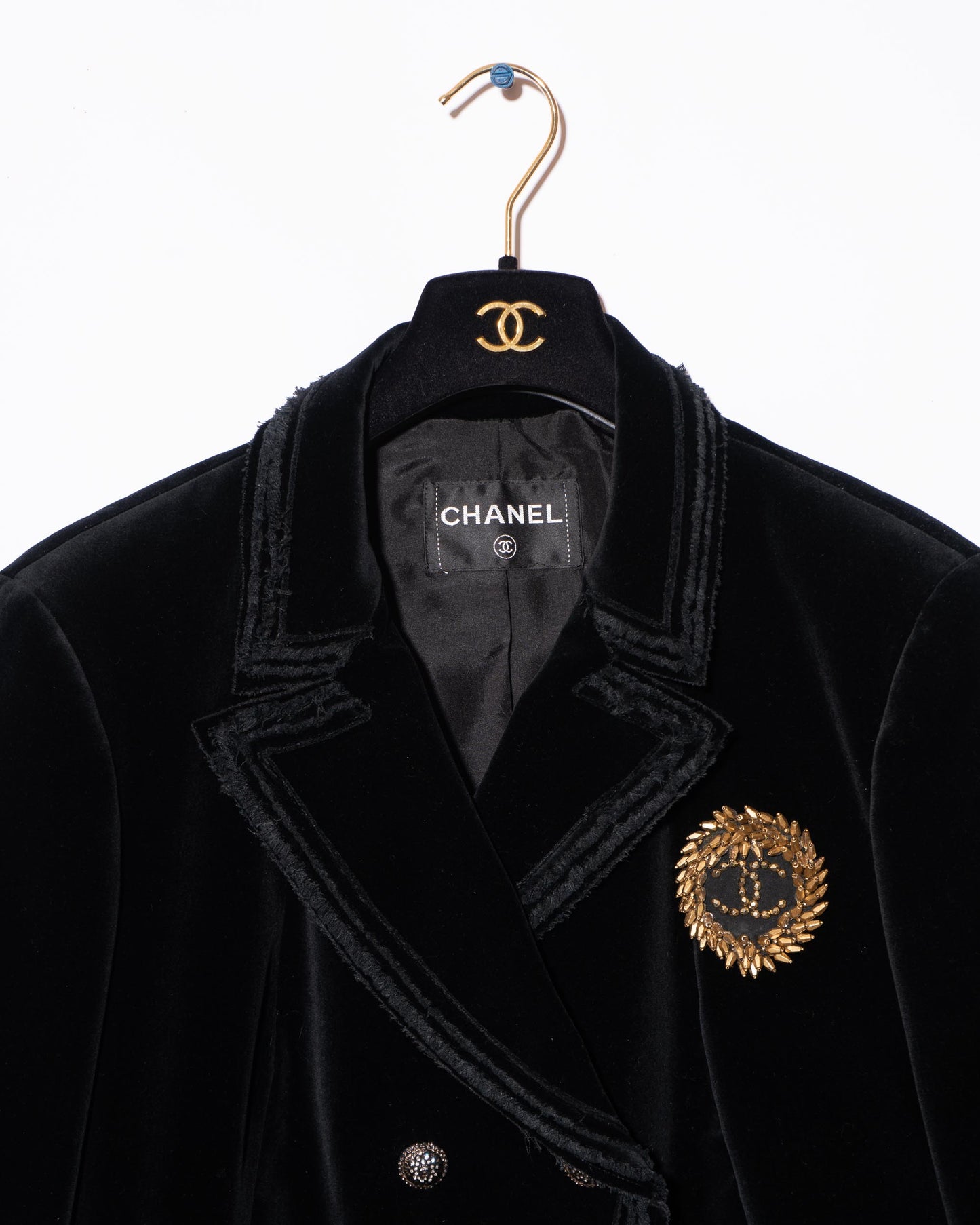 FR42-44 Chanel Spring 2010 Double Breasted Fitted Cut Velvet Jacket - Vintage Chanel Jacket - - Rarchive.