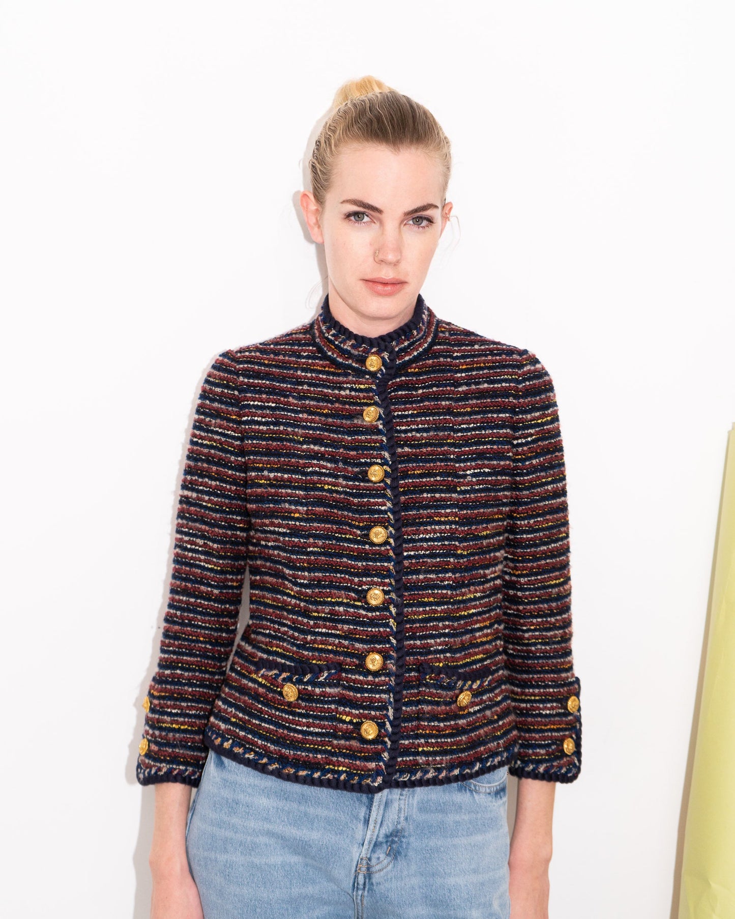 FR34-36 Chanel Haute Couture 1970s Cropped Jacket in Multicolor Tweed - Vintage Chanel Jacket - - Rarchive.