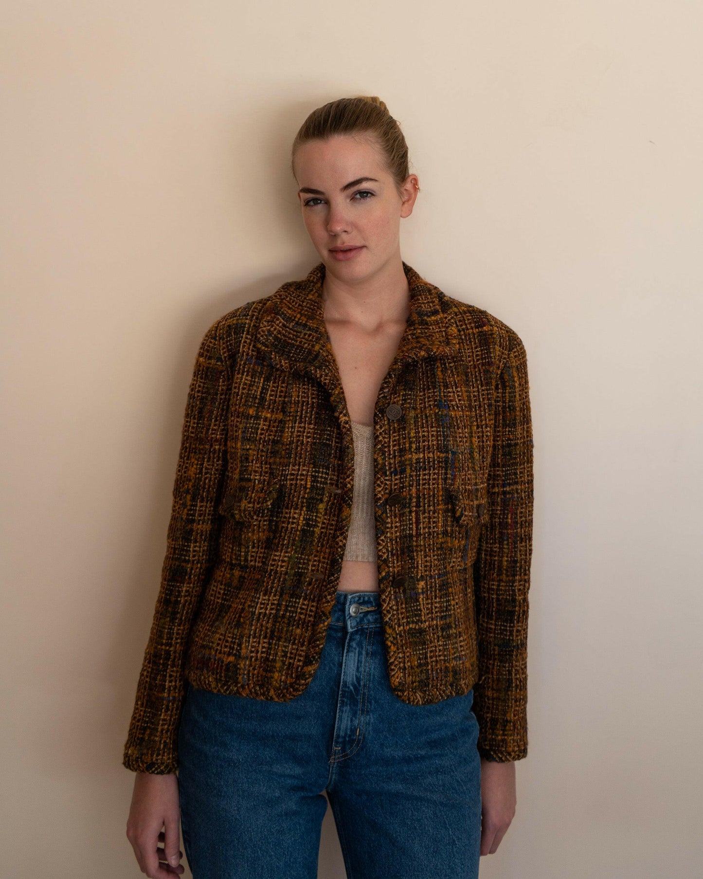 FR38-40 Rare Chanel Fall 1998 Two-Pocketed Shorter Cut Fantasy Tweed Jacket - Vintage Chanel Jacket - - Rarchive.