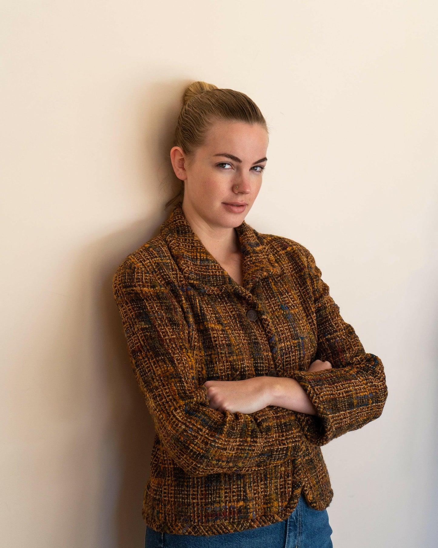 FR38-40 Rare Chanel Fall 1998 Two-Pocketed Shorter Cut Fantasy Tweed Jacket - Vintage Chanel Jacket - - Rarchive.