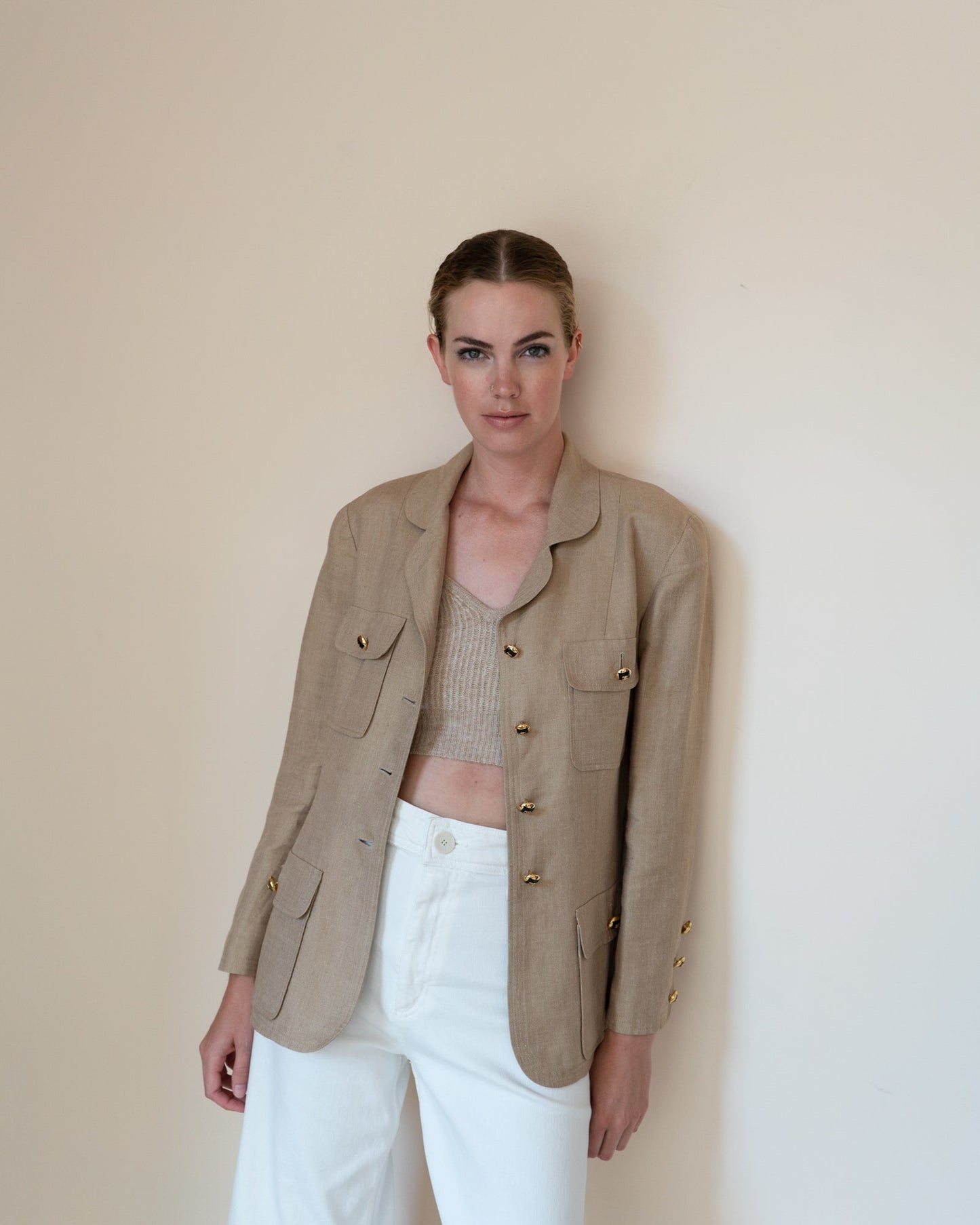 FR38-40 Rare Chanel Cruise 1992 Four Pocketed Linen Jacket - Vintage Chanel Jacket - - Rarchive.