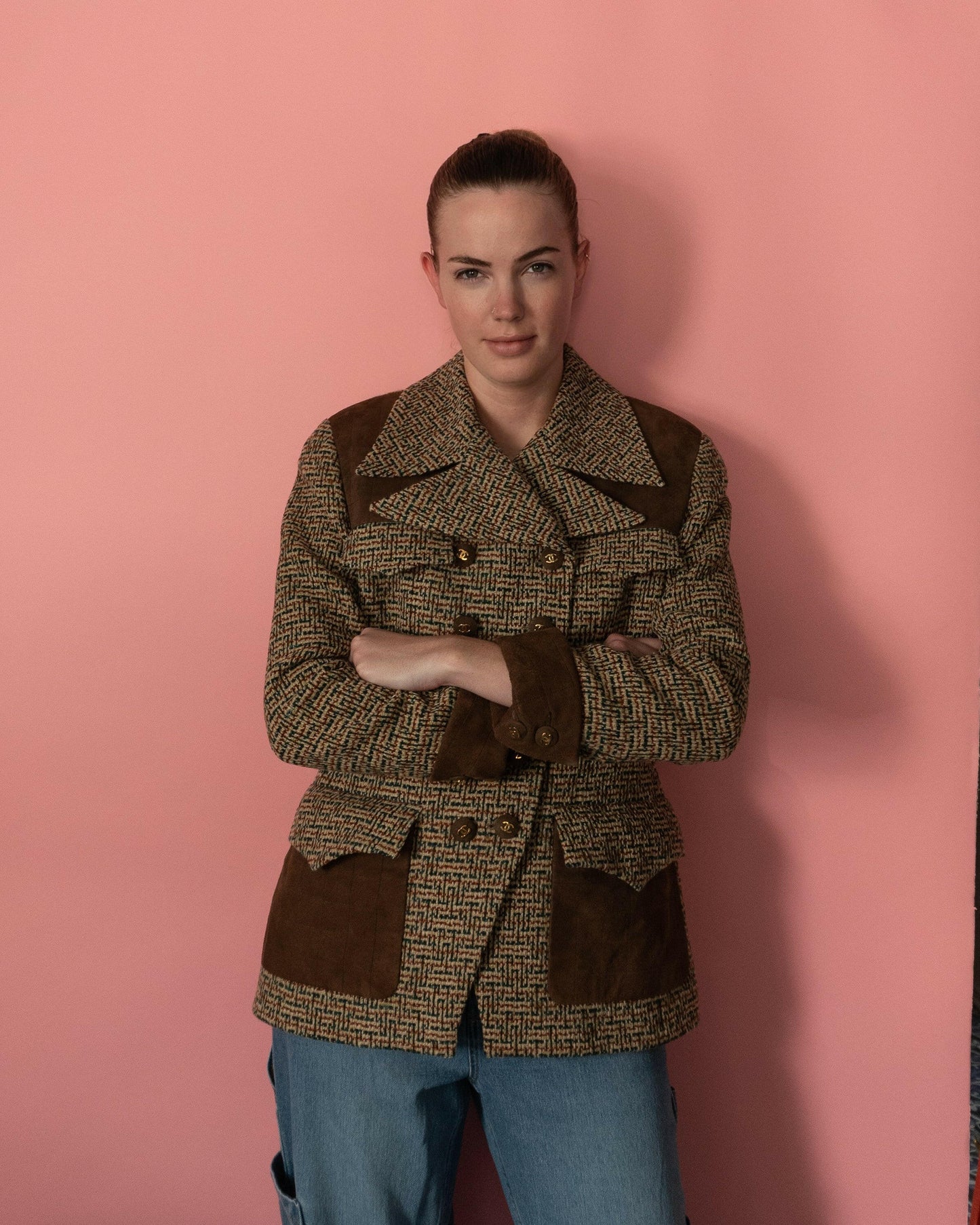 FR38-40 Rare Chanel Fall 1992 Suede Details Tweed Jacket - Vintage Chanel Jacket - - Rarchive.