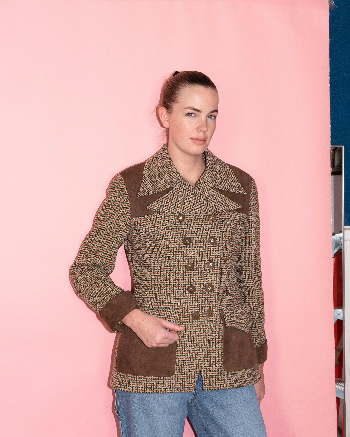 FR38-40 Rare Chanel Fall 1992 Suede Details Tweed Jacket - Vintage Chanel Jacket - - Rarchive.