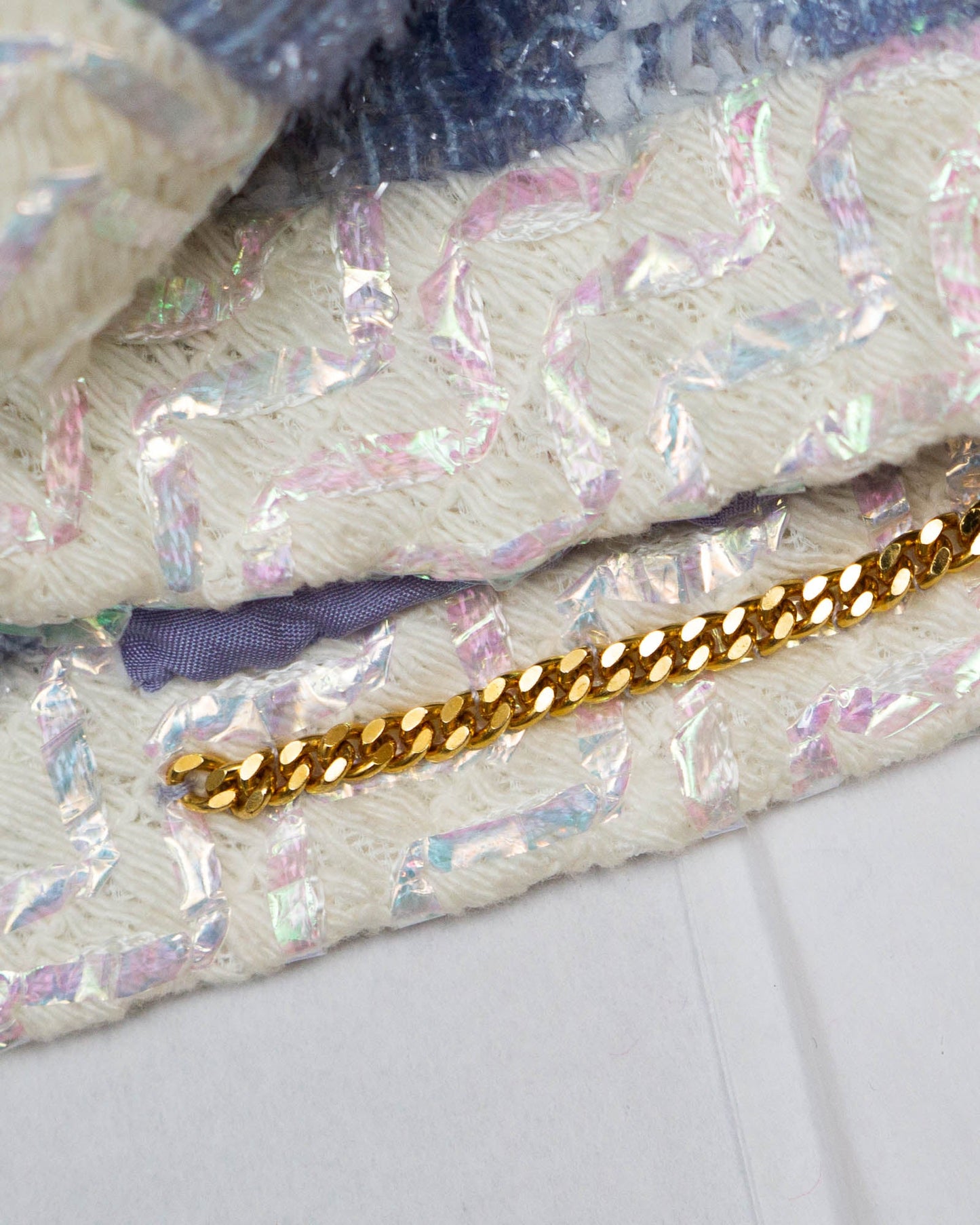 FR44 Chanel Spring 1992 Two Pocket Houndstooth Tweed Jacket in Blue - Vintage Chanel Jacket -  Jacket - Rarchive.