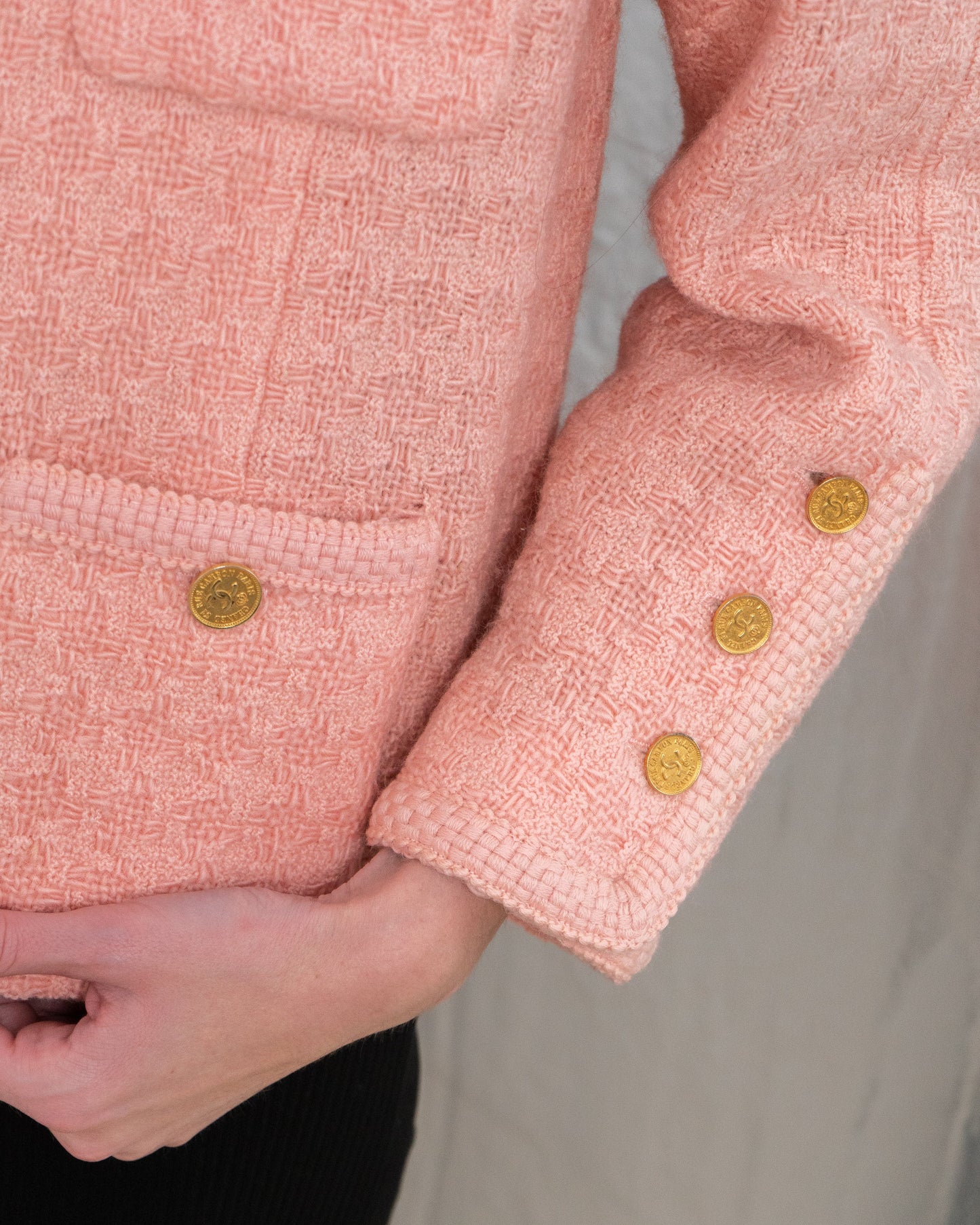 FR42-44 Rare Chanel Fall 1987 Four Pocketed Jacket in Baby Pink - Vintage Chanel Jacket - - Rarchive.