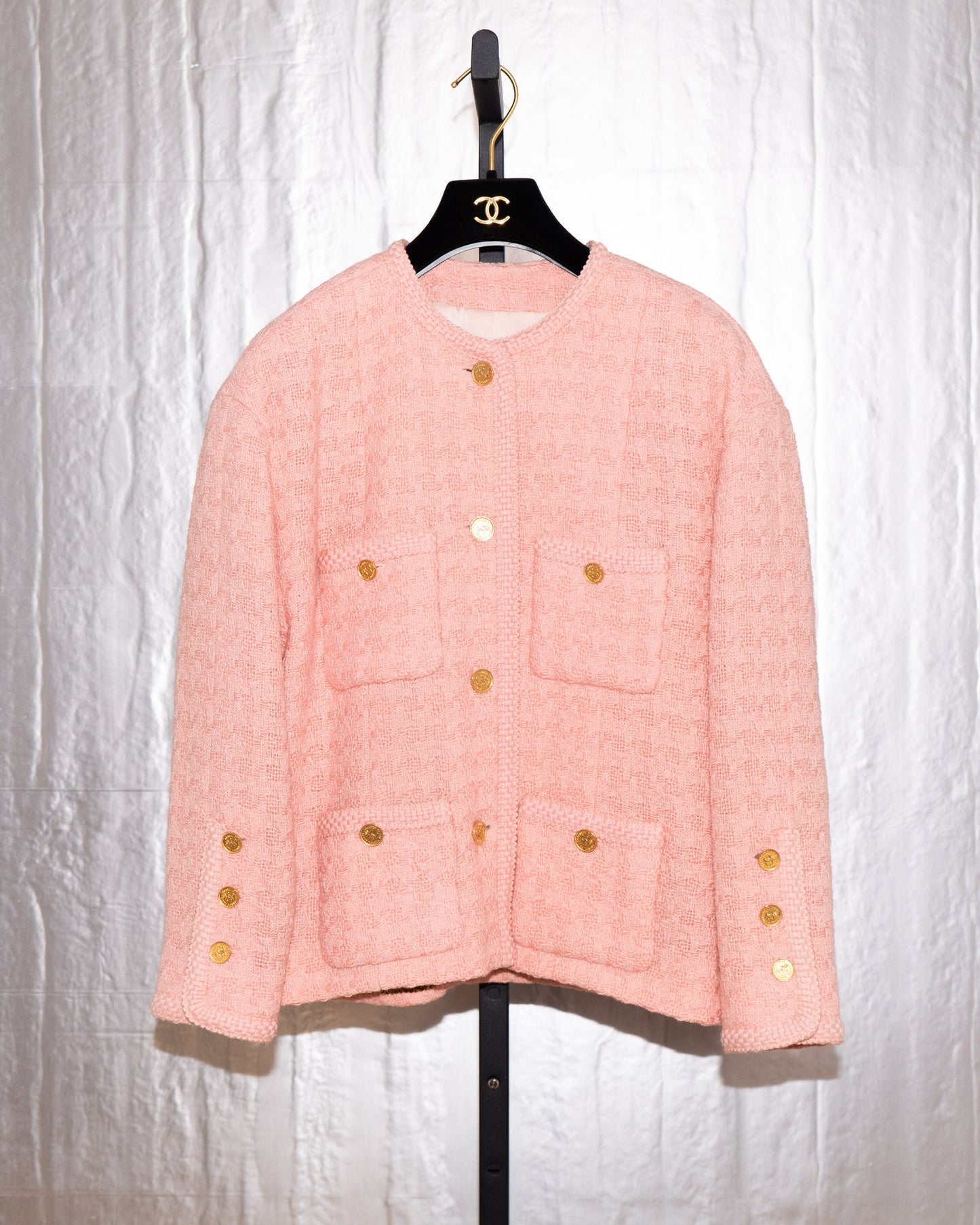 FR42-44 Rare Chanel Fall 1987 Four Pocketed Jacket in Baby Pink - Vintage Chanel Jacket - - Rarchive.