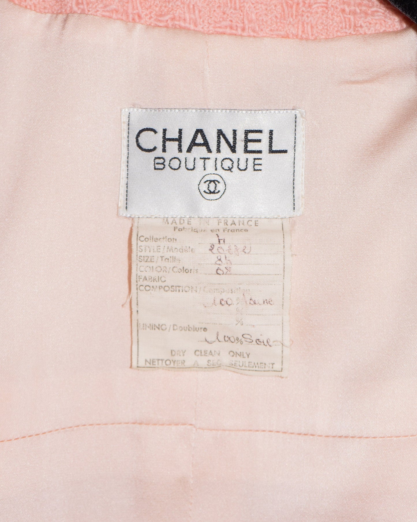 FR42-44 Rare Chanel Fall 1987 Four Pocketed Jacket in Baby Pink - Vintage Chanel Jacket - - Rarchive.