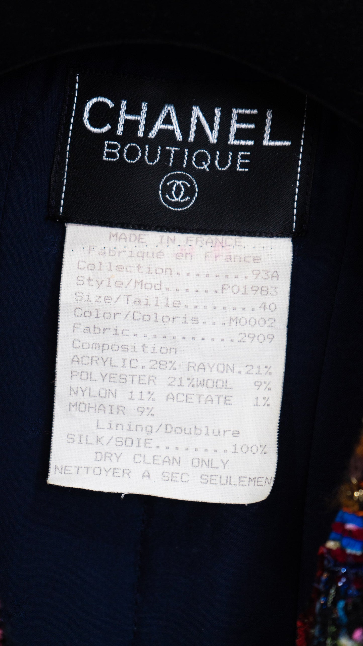 FR38-40 Rare Chanel Fall 1993 Four Pocketed Multicolor Fantasy Tweed Jacket - Vintage Chanel Jacket -   - Rarchive.