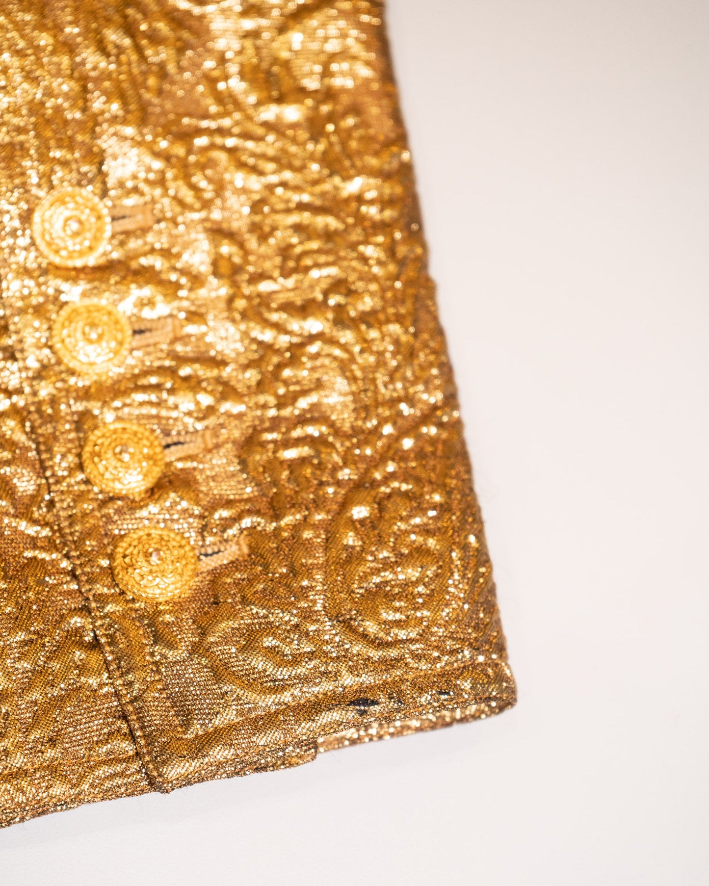 FR36-38 Rare Chanel Fall 1996 Four-Pocketed Gold Brocade Jacket - Vintage Chanel Jacket -   - Rarchive.