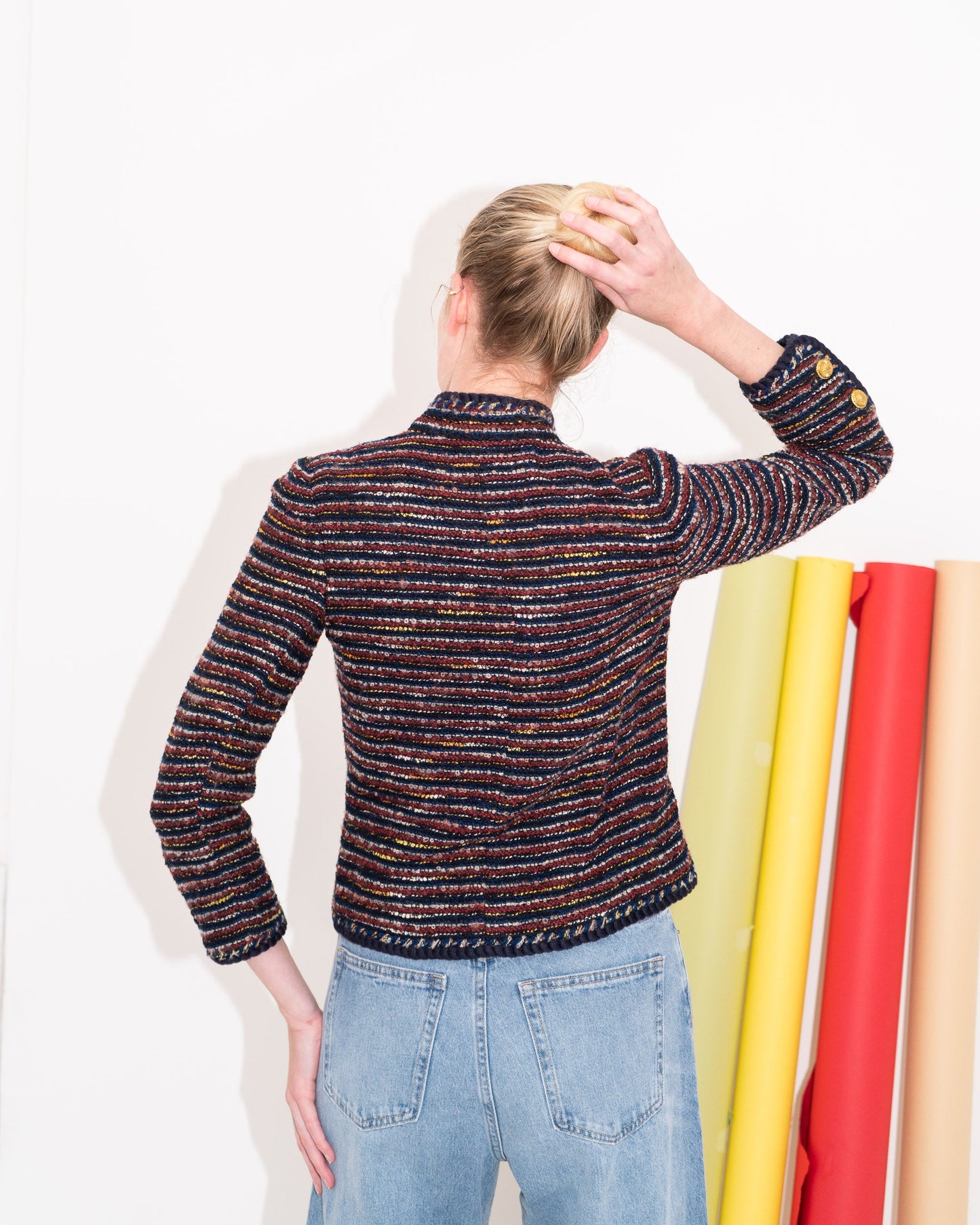 FR34-36 Chanel Haute Couture 1970s Cropped Jacket in Multicolor Tweed - Vintage Chanel Jacket - - Rarchive.