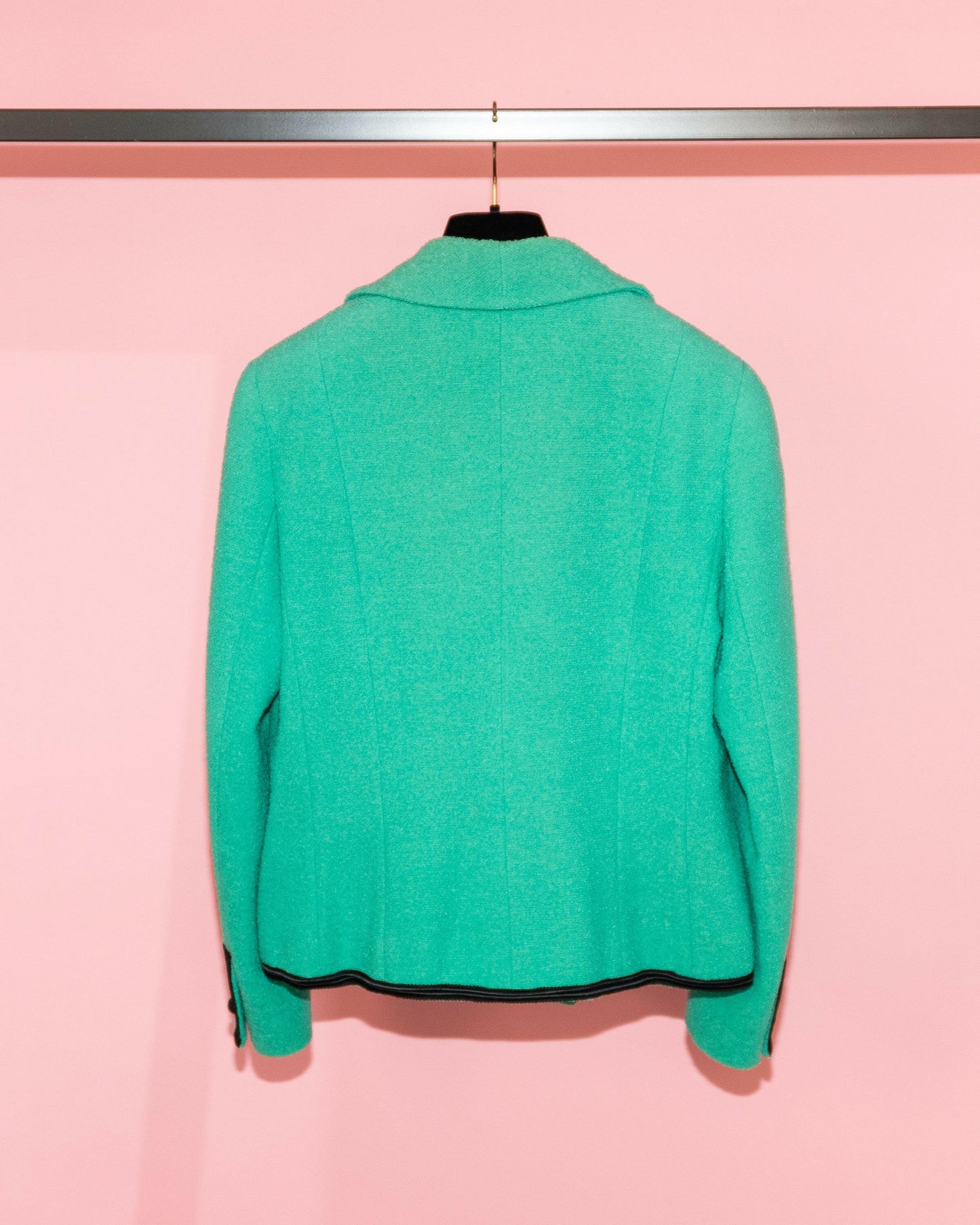 FR38-40 Rare Chanel Cruise 1990 Double-Breasted Green Tweed Boucle Jacket - Vintage Chanel Jacket - - Rarchive.